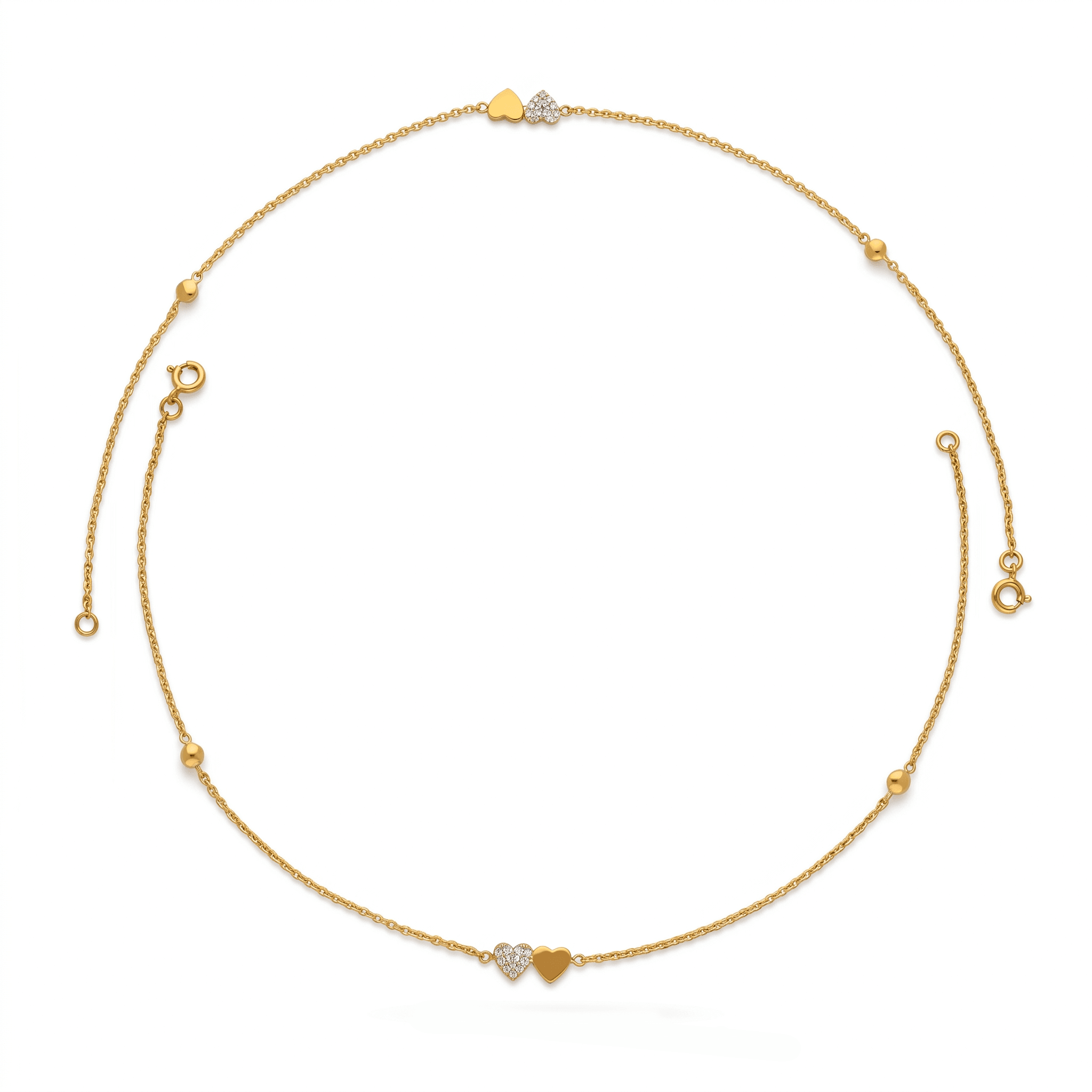 Heartbeats Sterling vermeil gold  Anklet Pair. , 