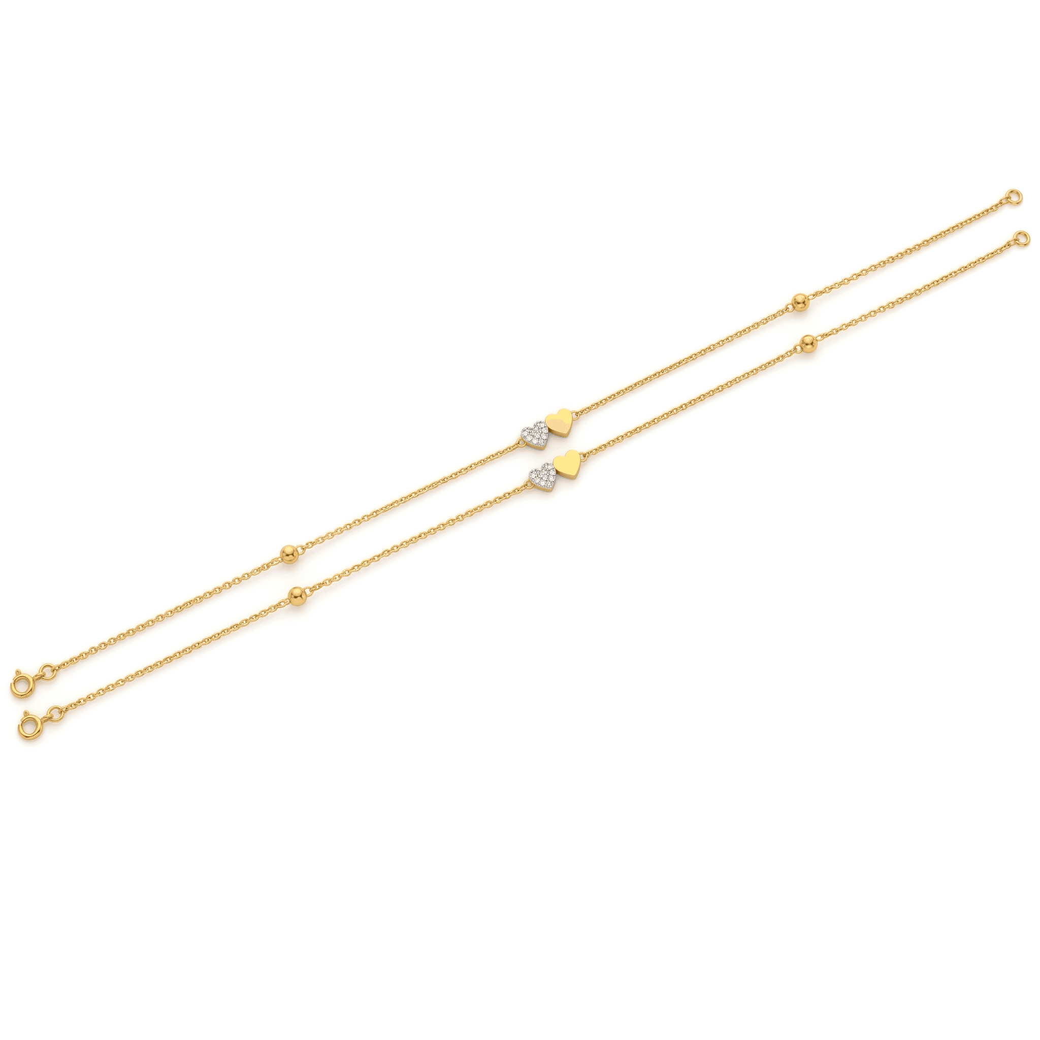 Heartbeats Sterling vermeil gold  Anklet Pair. , 