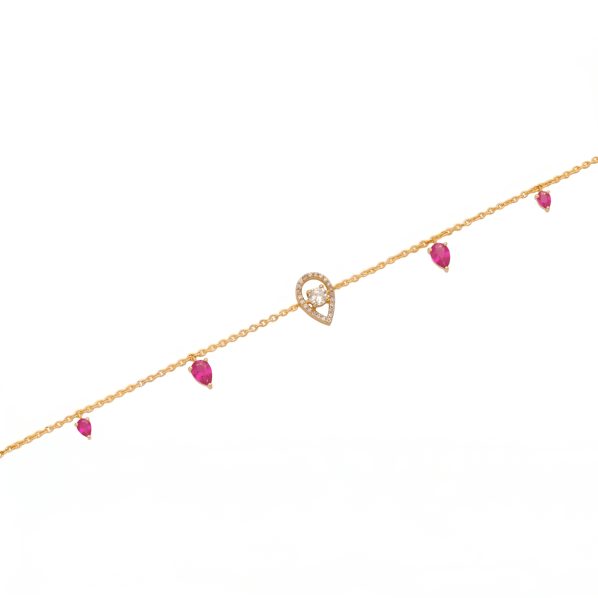 Boho Ruby Pear Drop Vermeil Anklet. , 