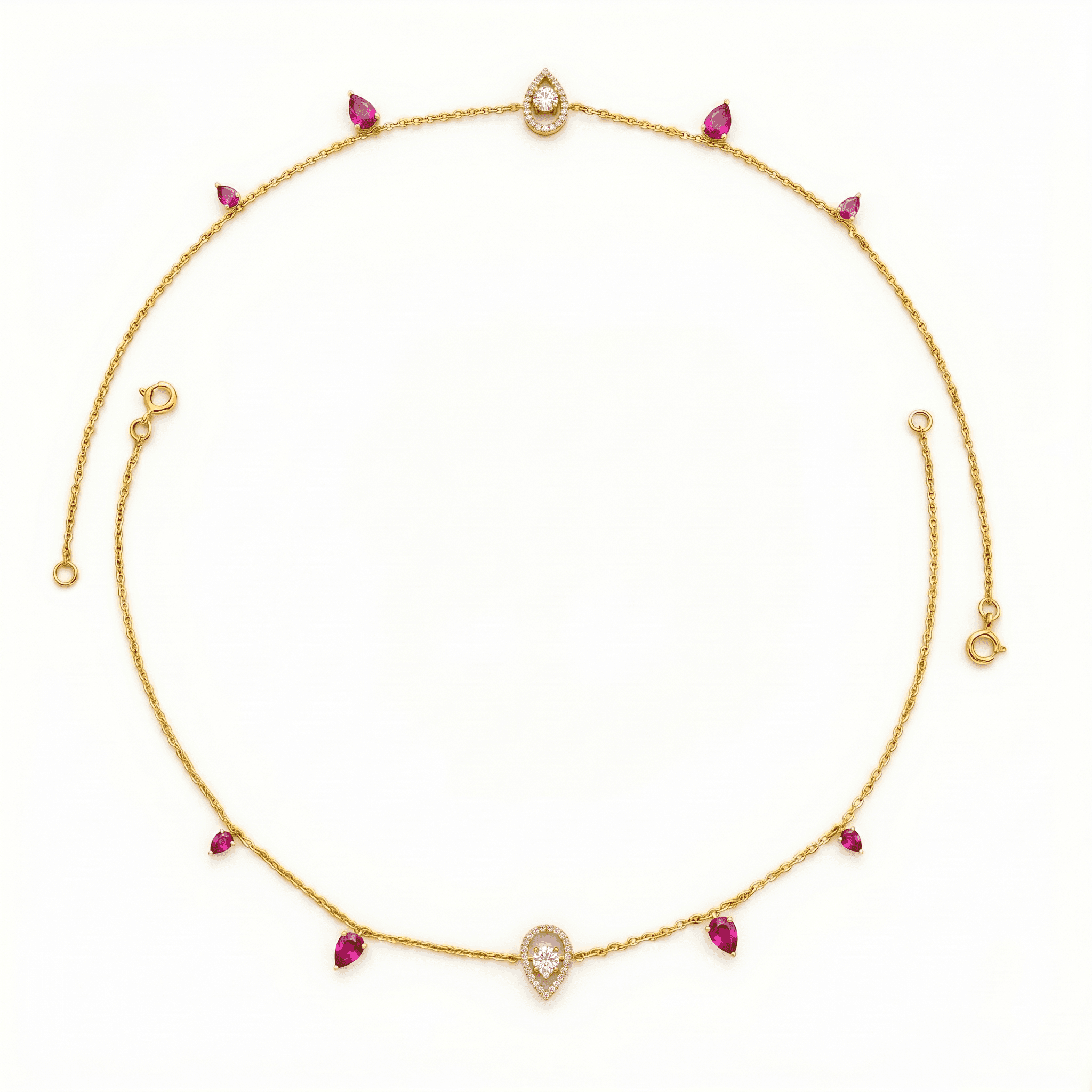 Boho Ruby Pear Drop Vermeil Anklet. , 