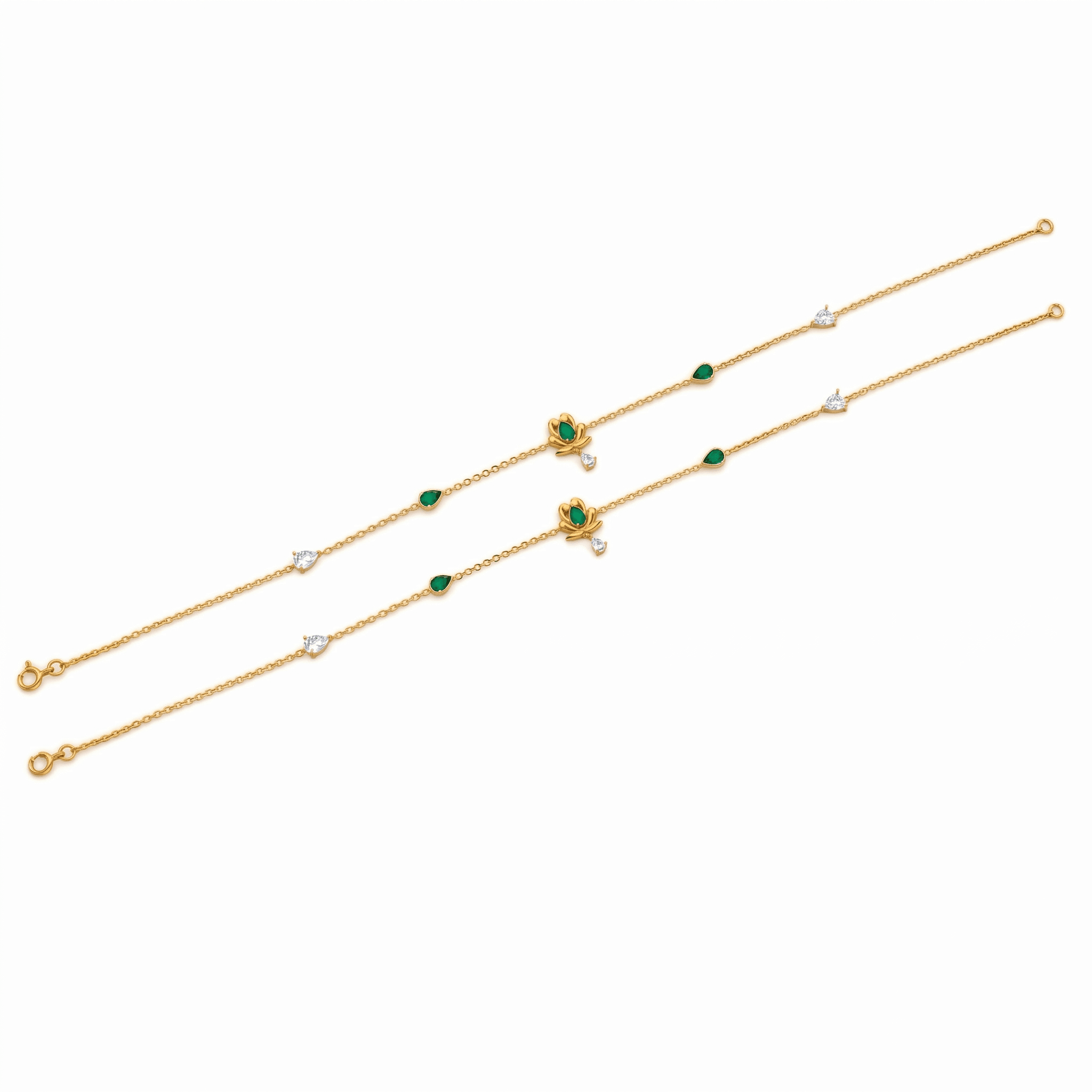 Crystal Charm Vermeil Gold Anklet. , 