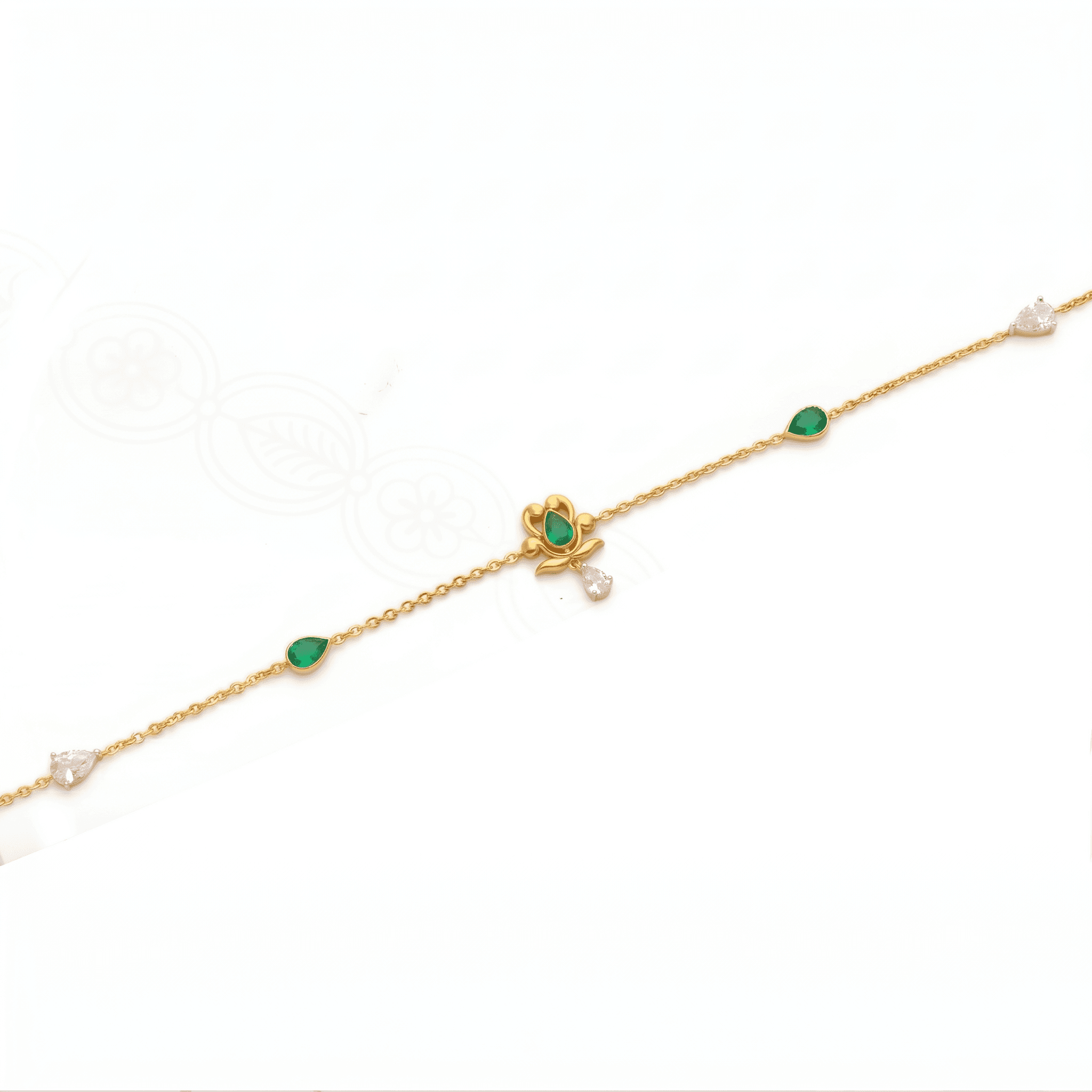 Crystal Charm Vermeil Gold Anklet. , 