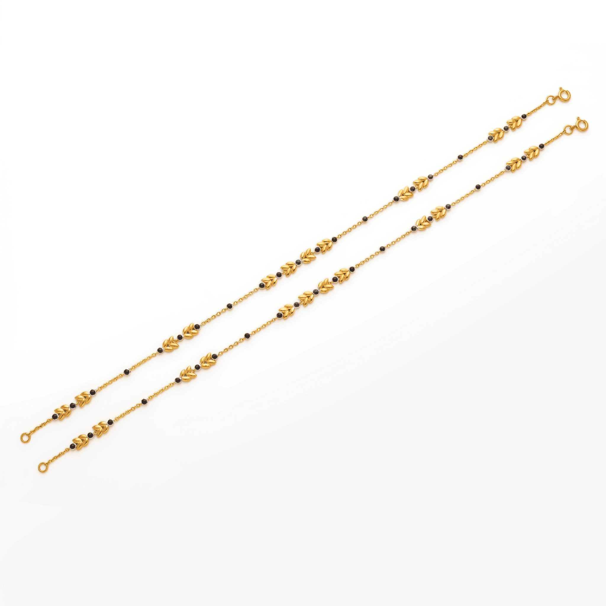 Golden Leaf Beaded Anklet. , 