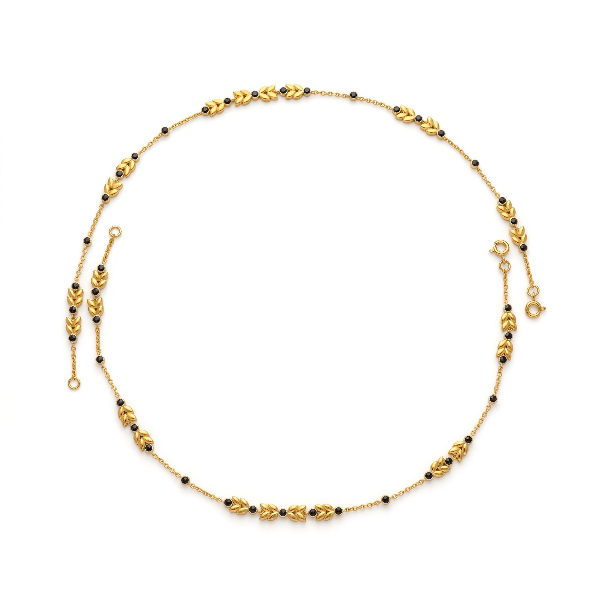 Golden Leaf Beaded Anklet. , 
