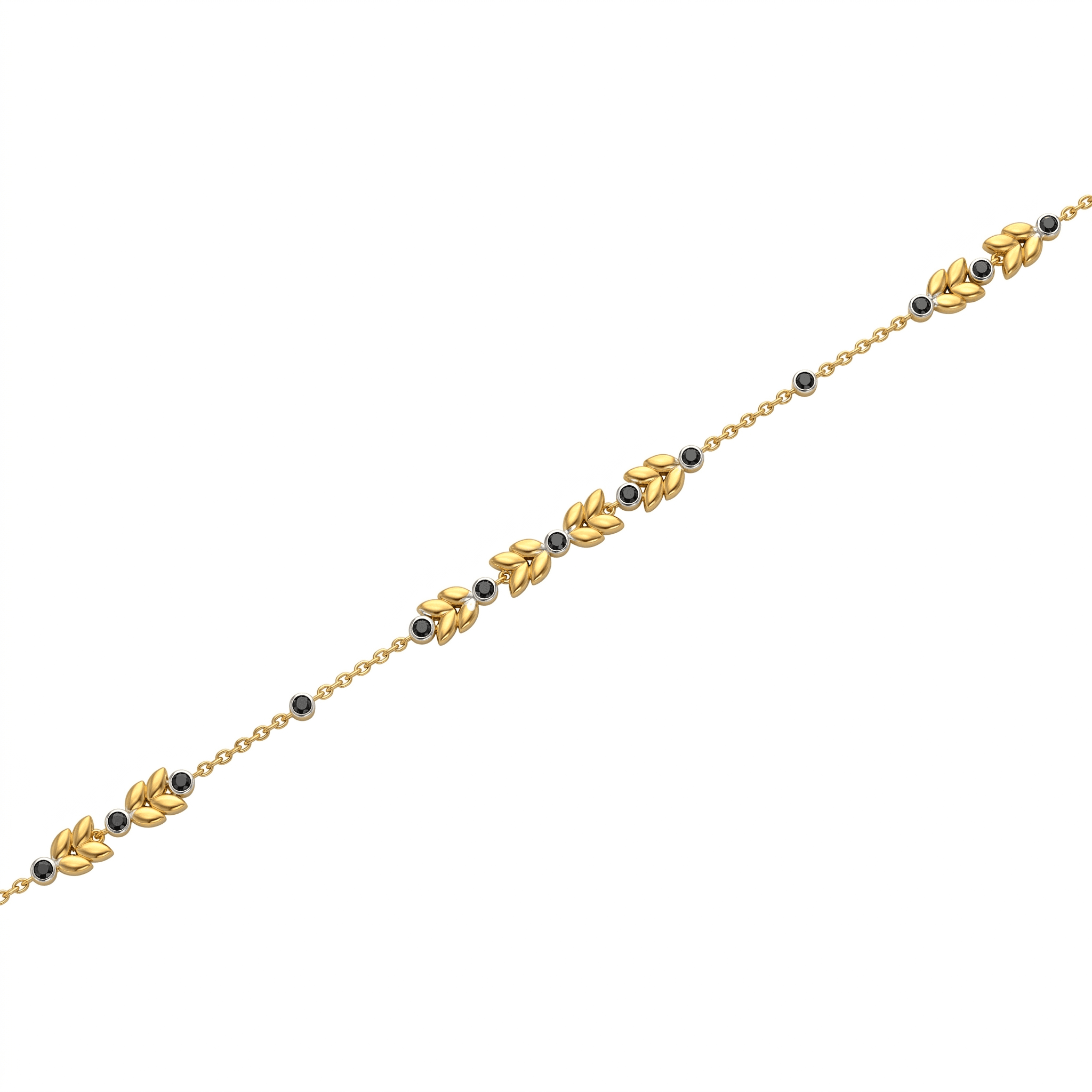 Golden Leaf Beaded Anklet. , 