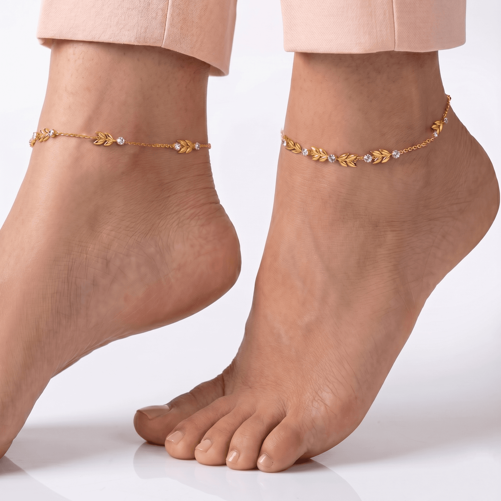 Gold Vermeil Chevron Anklet. , 