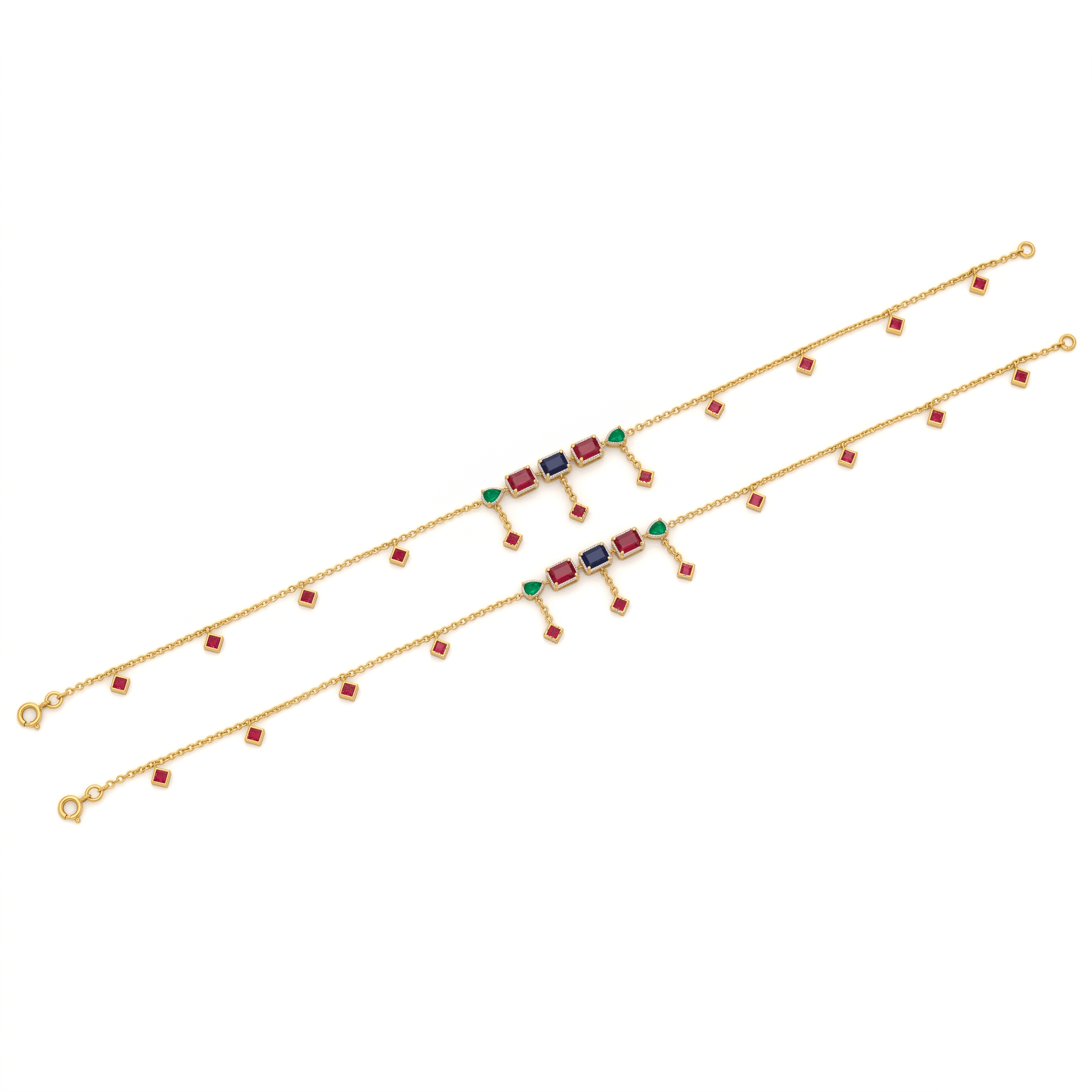 Multi-Gemstone Gold Vermeil Anklet. , 
