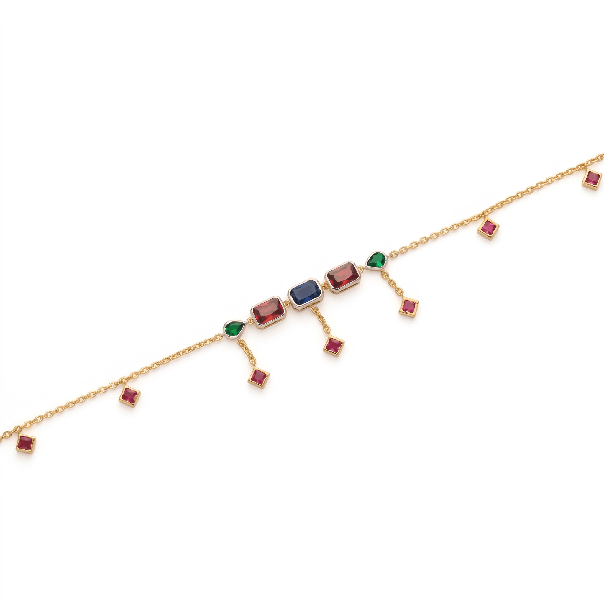 Multi-Gemstone Gold Vermeil Anklet. , 