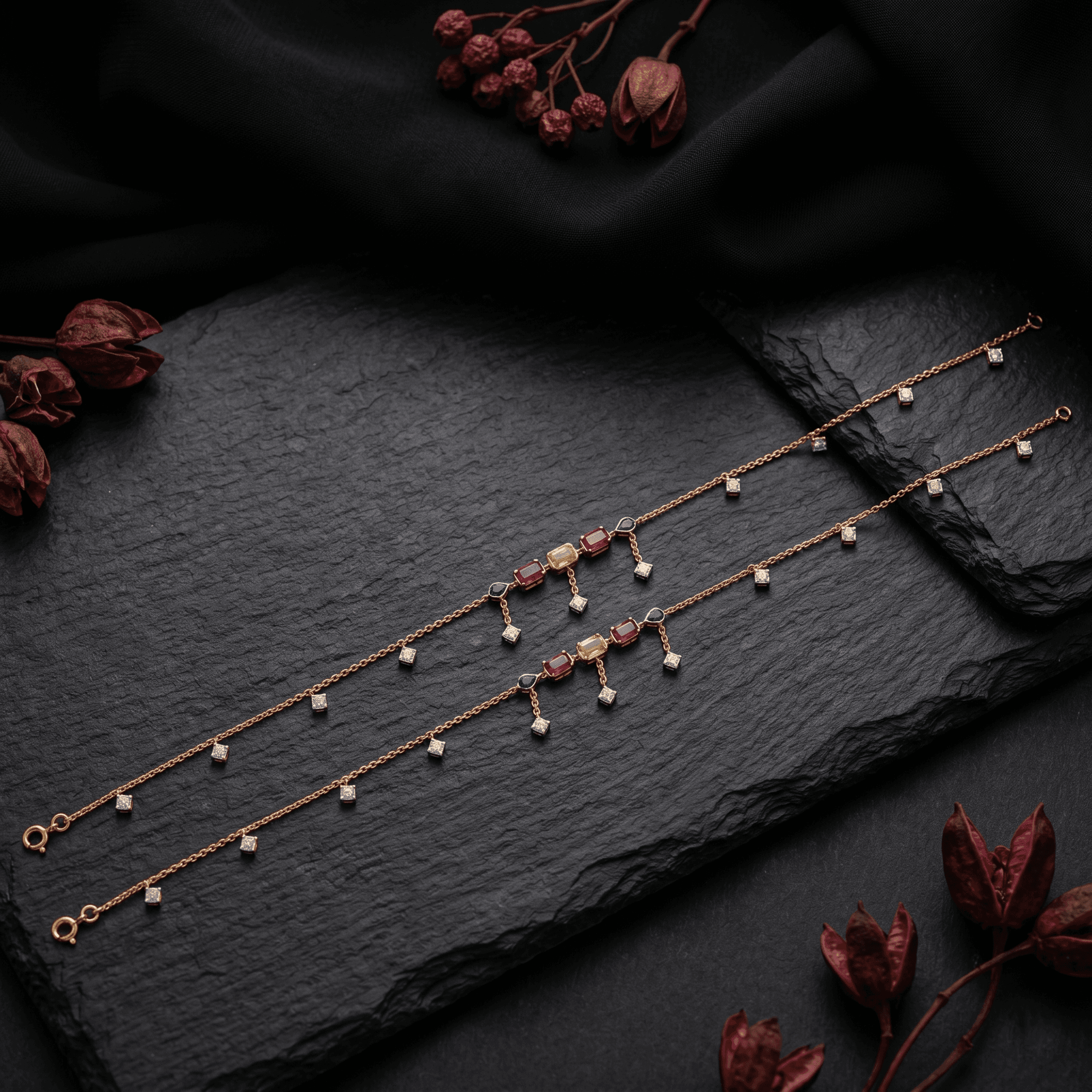 Multi-Charm Gold Vermeil Anklet. , 