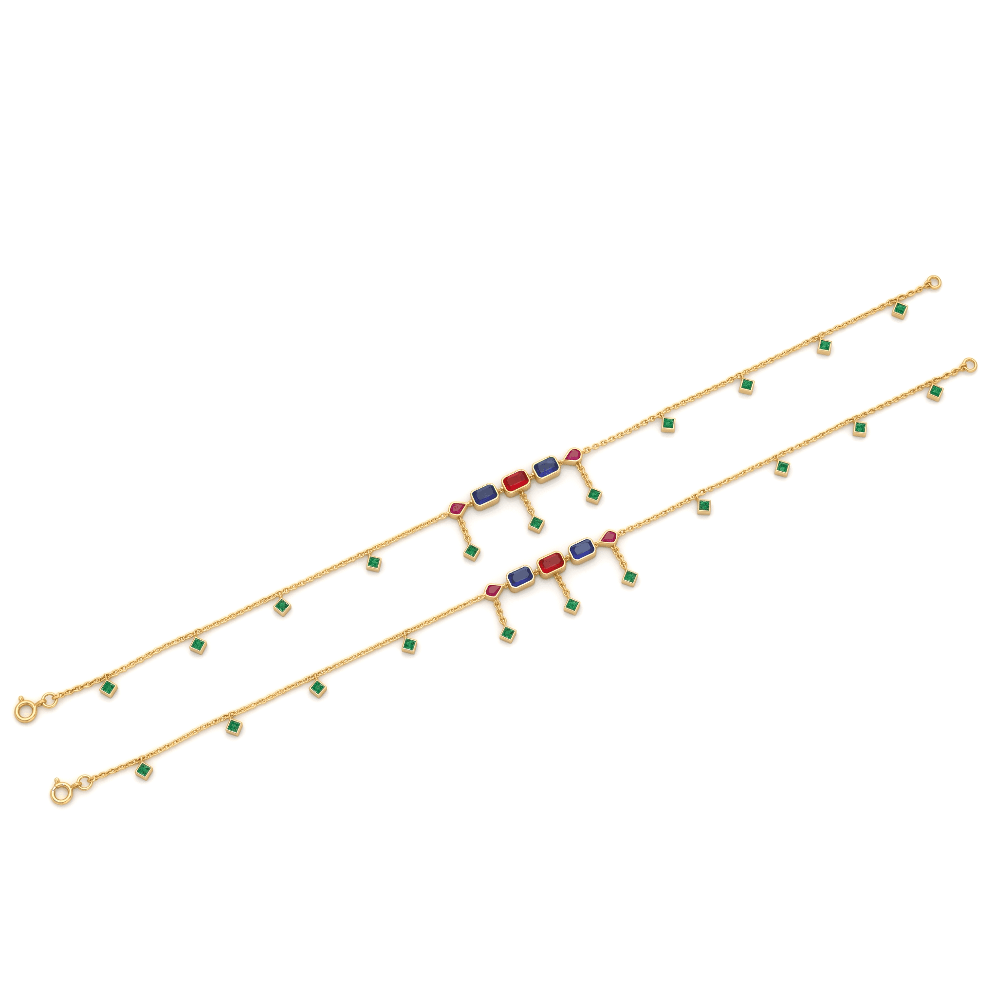Multi-Stone Gold Vermeil Anklet. , 