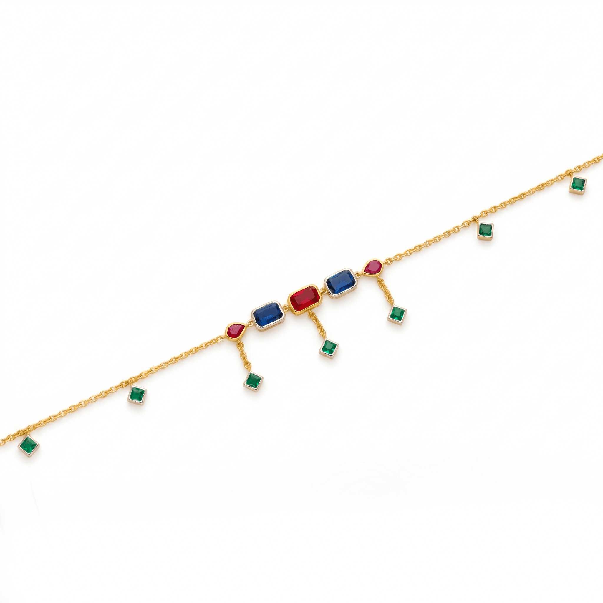 Multi-Stone Gold Vermeil Anklet. , 