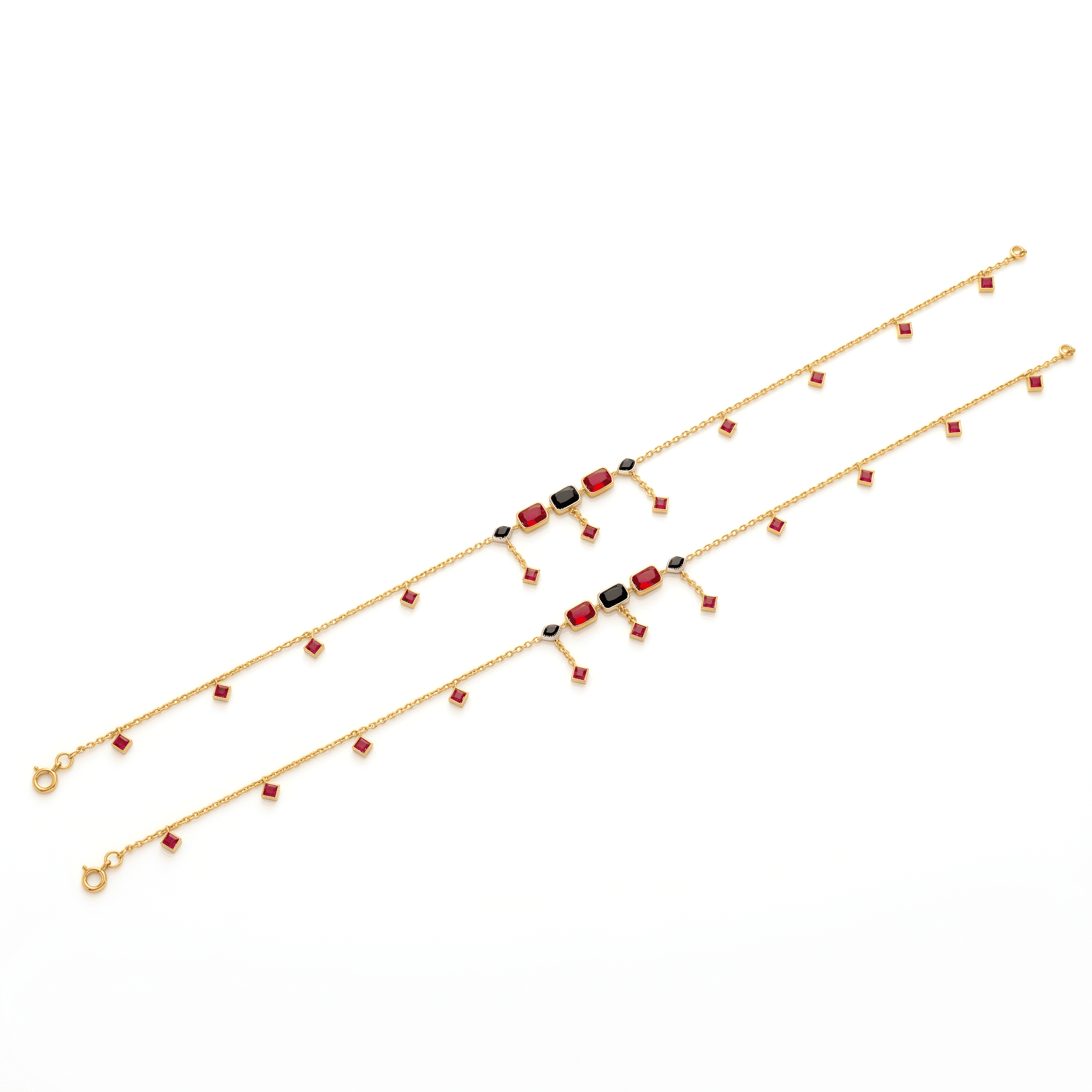 Ruby Charm Vermeil Gold Anklet. , 