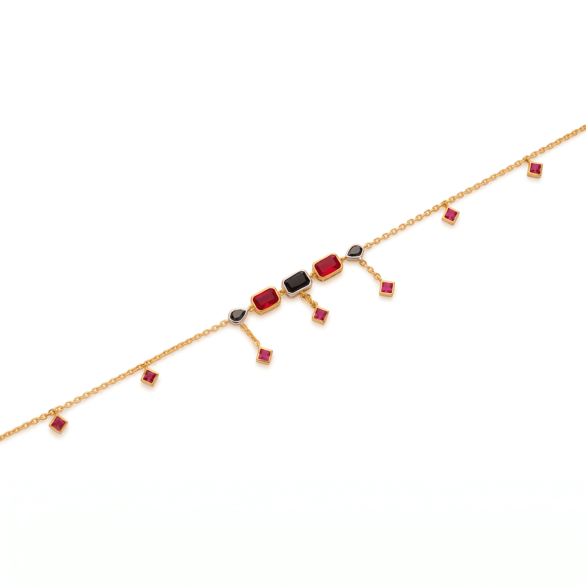 Ruby Charm Vermeil Gold Anklet. , 