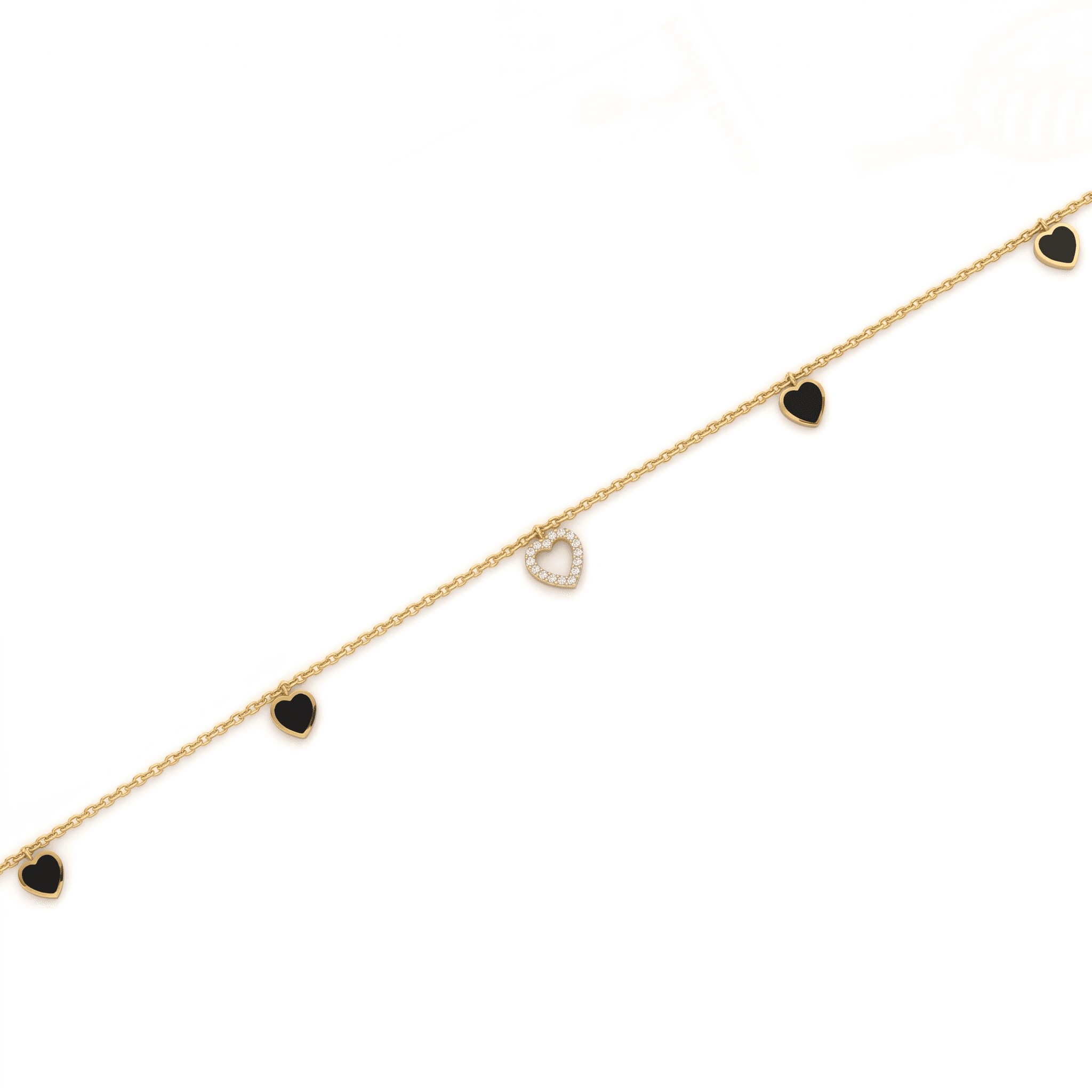 Golden Heart Charm Anklet. , 