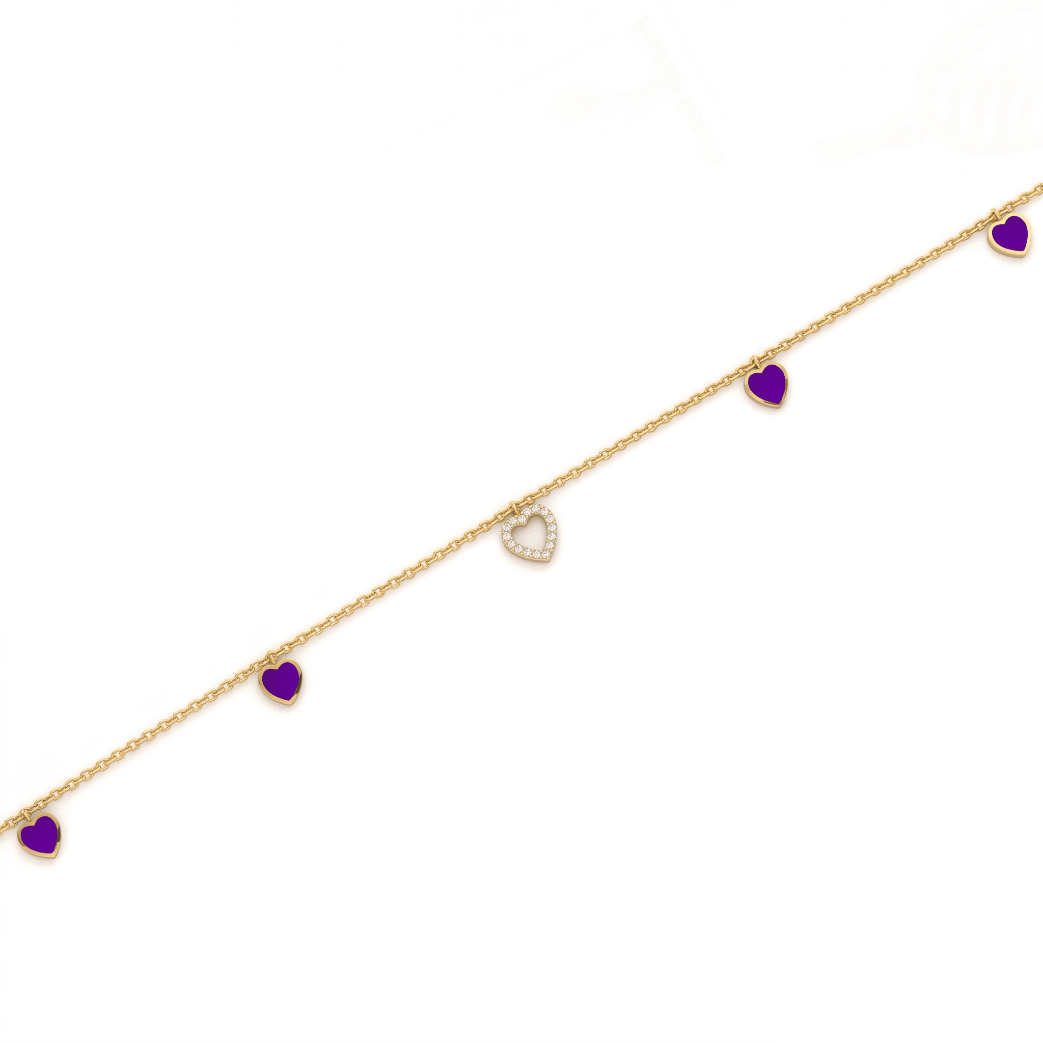 Gold Vermeil Purple Heart Anklet. , 