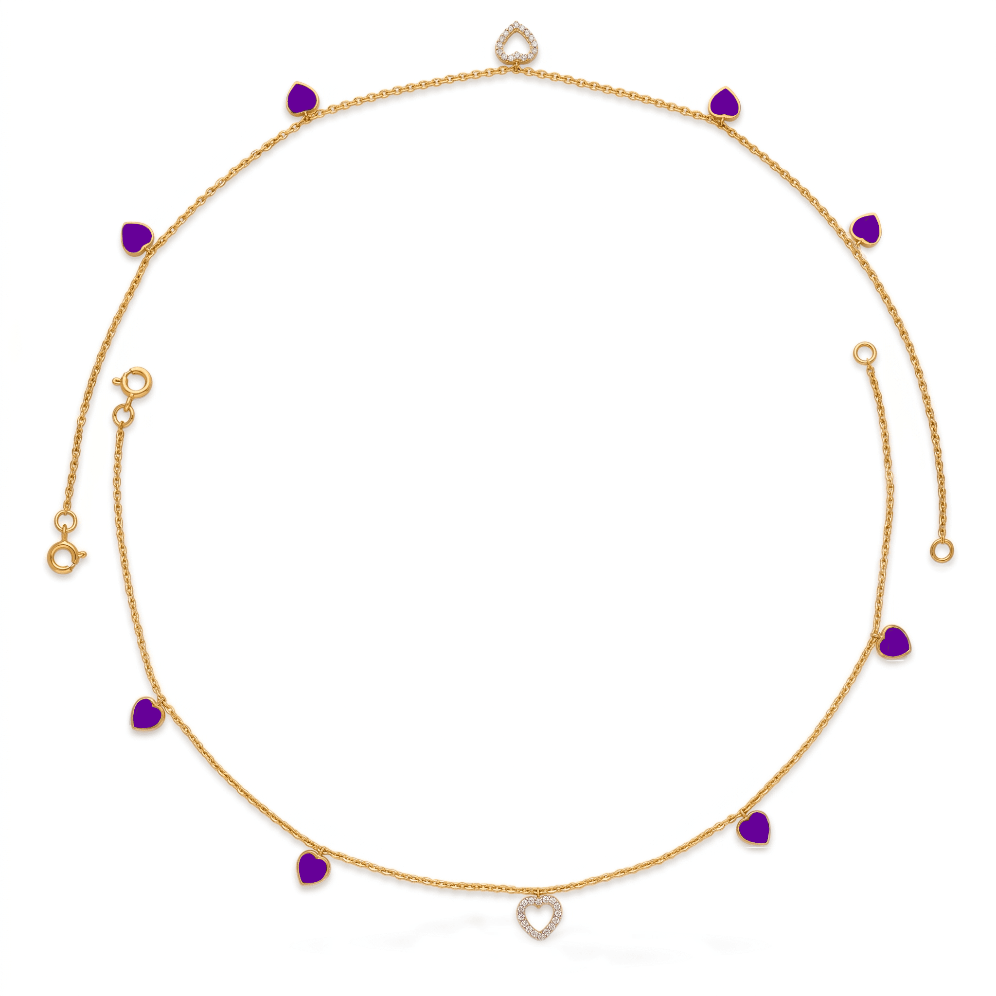 Gold Vermeil Purple Heart Anklet. , 