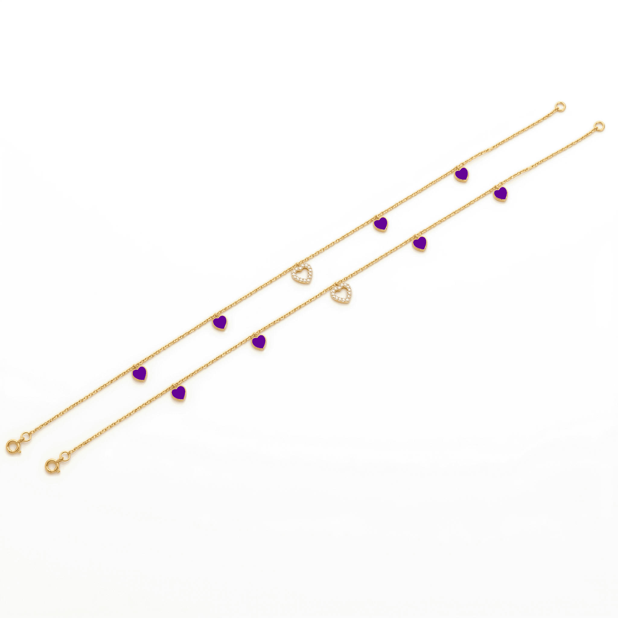 Gold Vermeil Purple Heart Anklet. , 