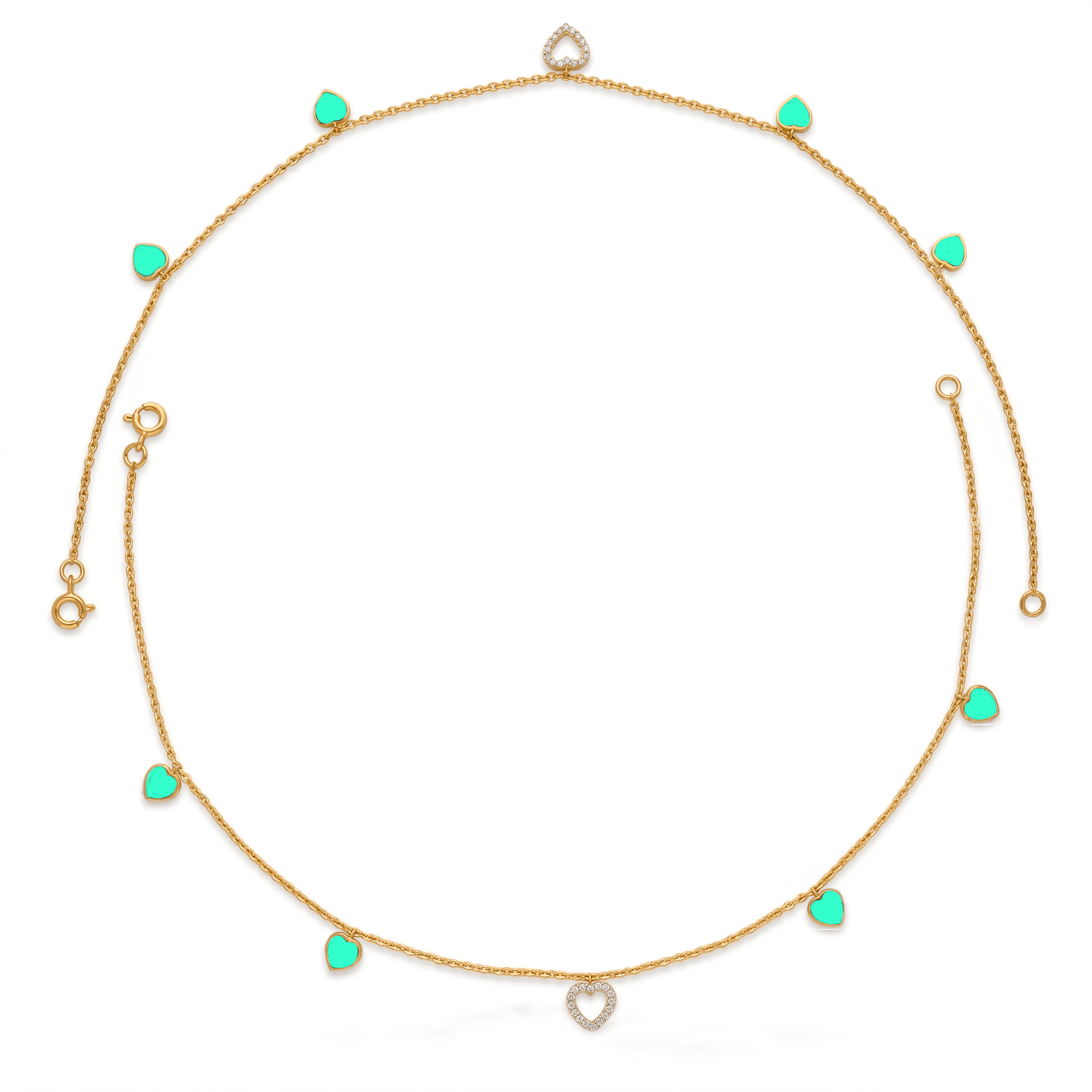 Mint Heart Dangle Anklet. , 
