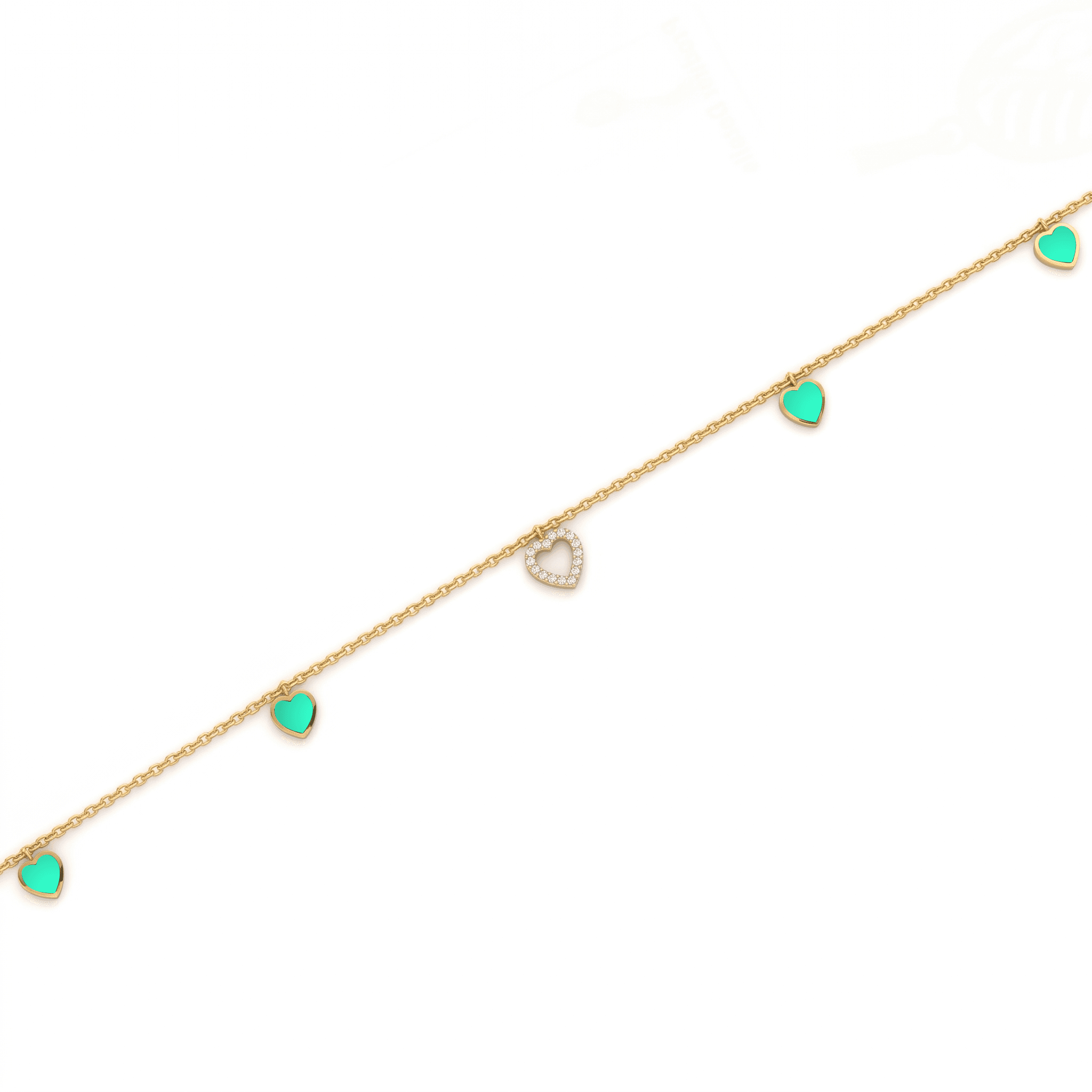Mint Heart Dangle Anklet. , 