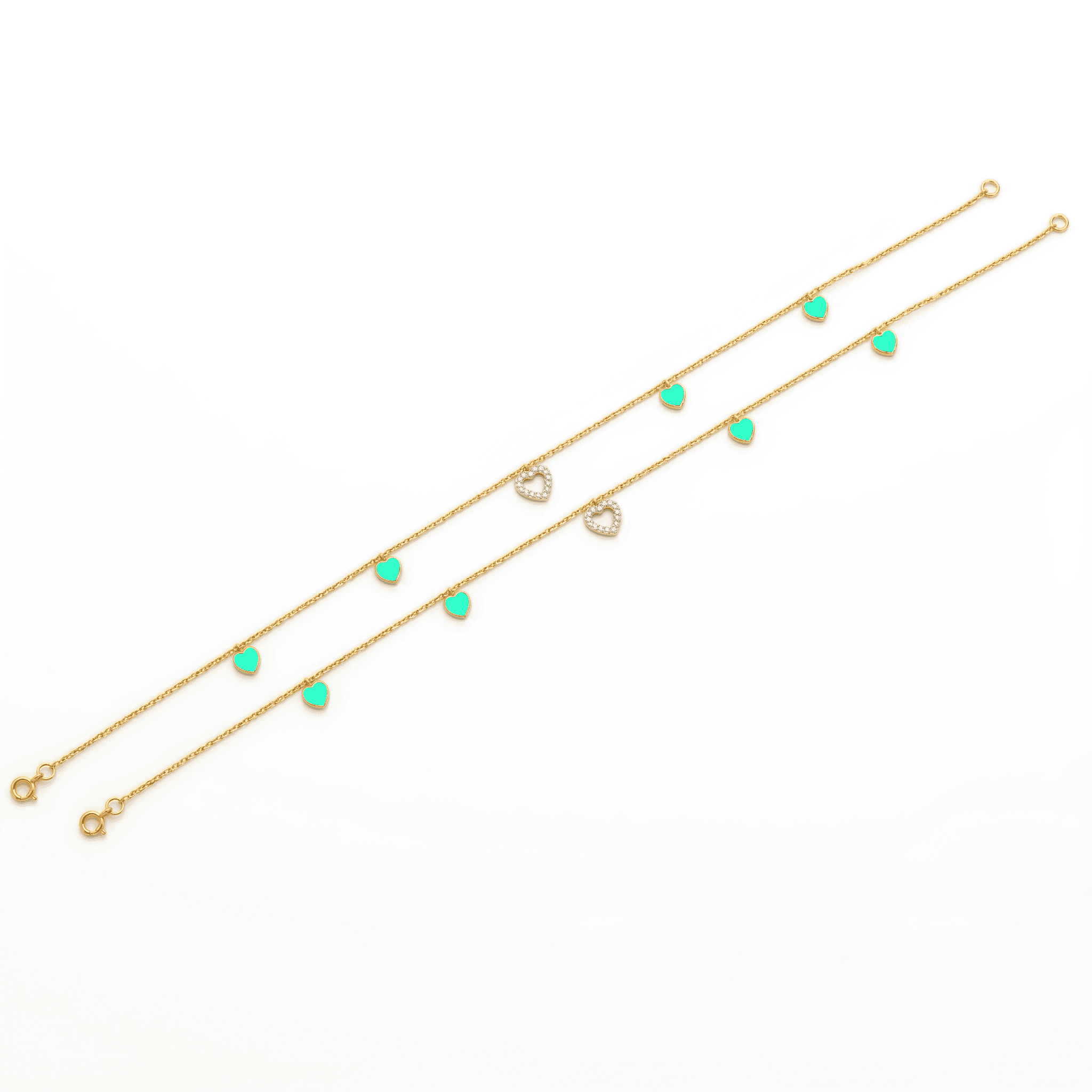 Mint Heart Dangle Anklet. , 