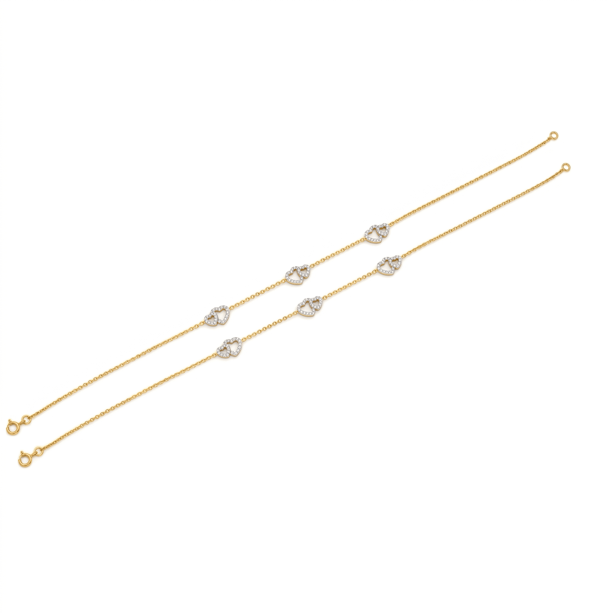Interlocking Heart Gold Vermeil Anklet. , 