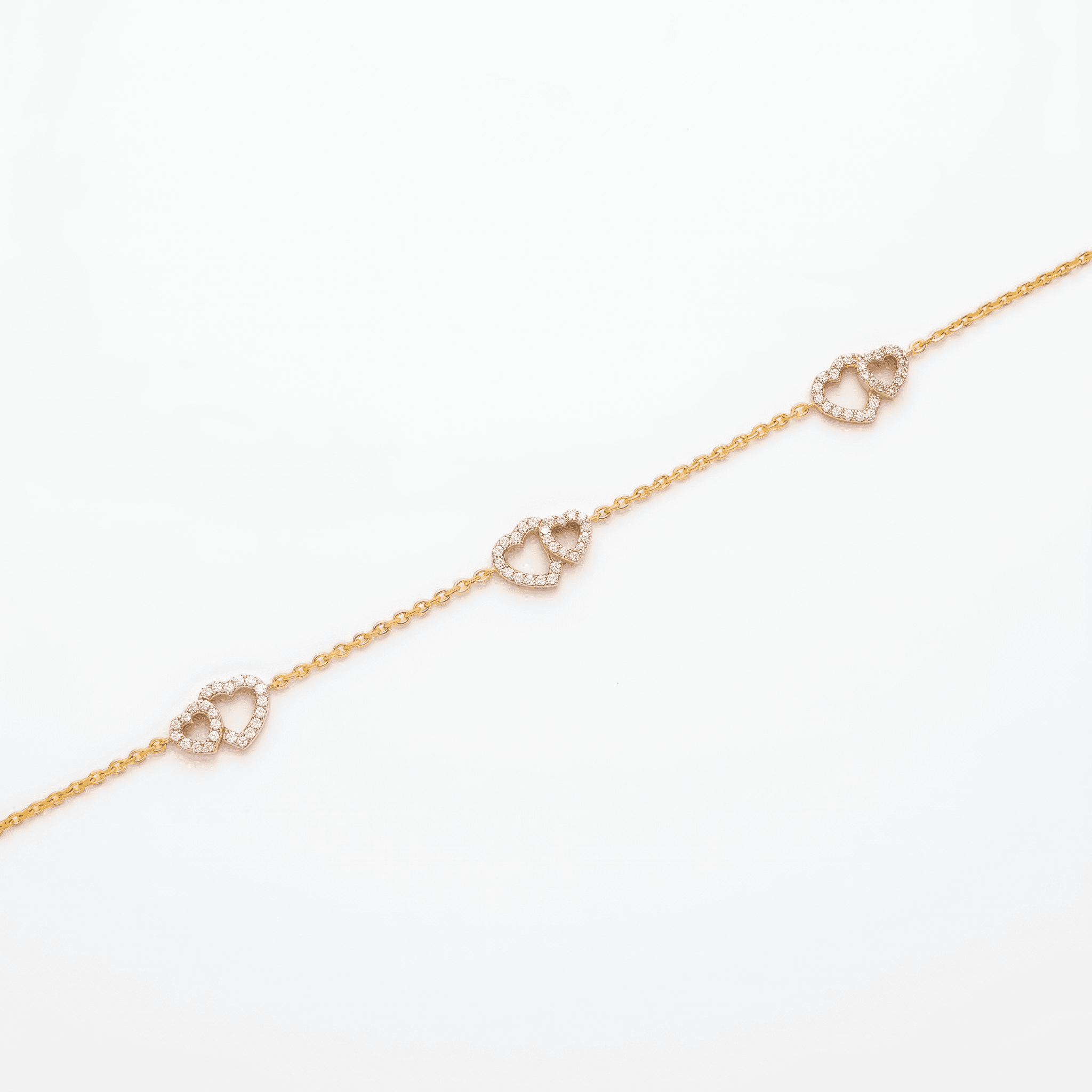 Interlocking Heart Gold Vermeil Anklet. , 