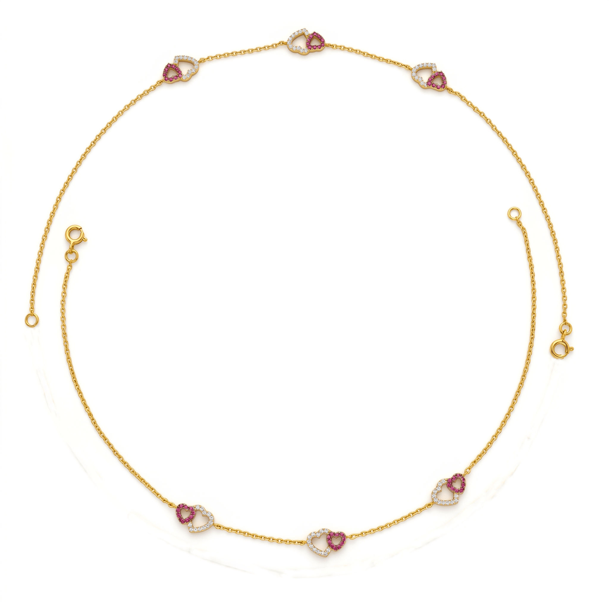 Gold Vermeil Double Heart Anklet. , 