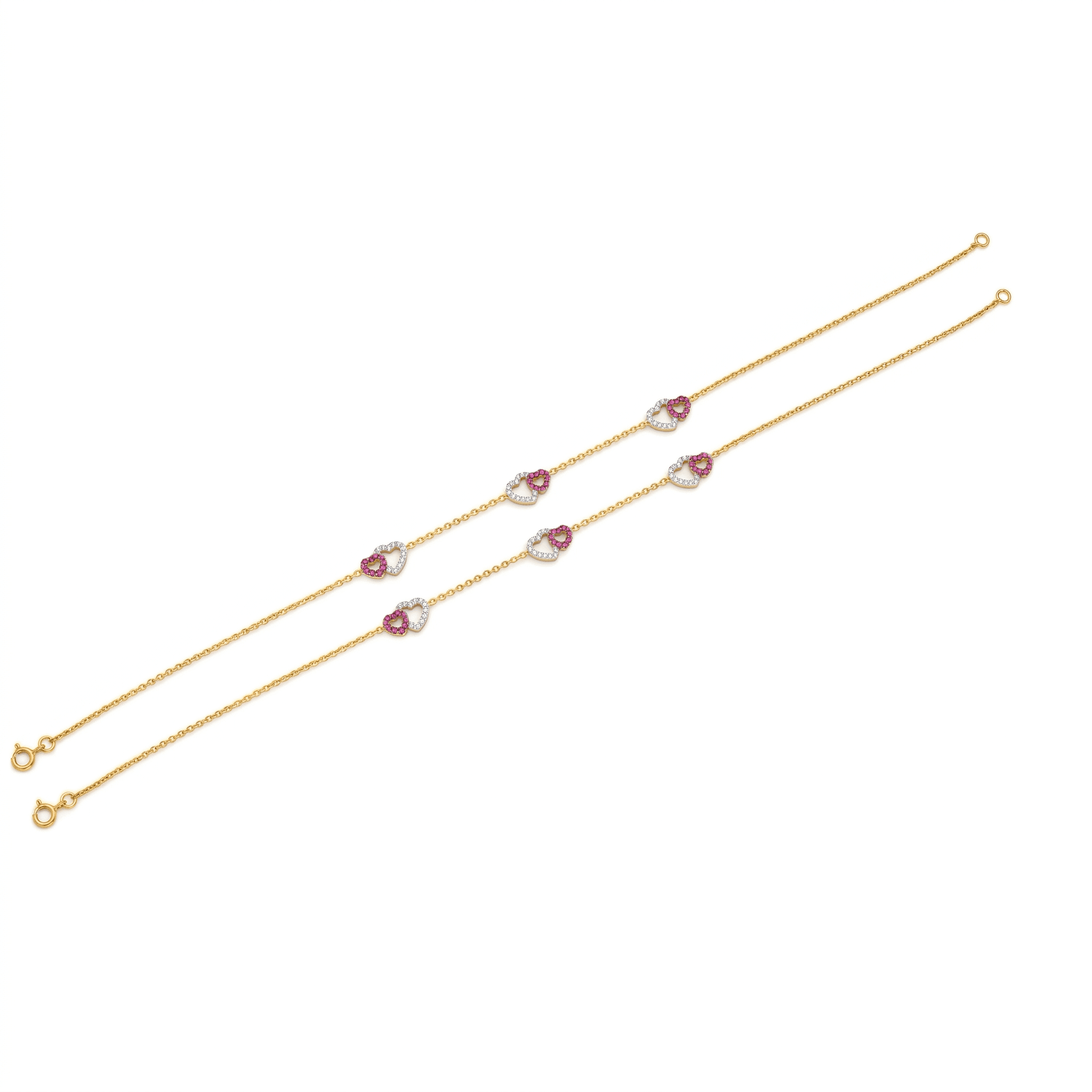 Gold Vermeil Double Heart Anklet. , 