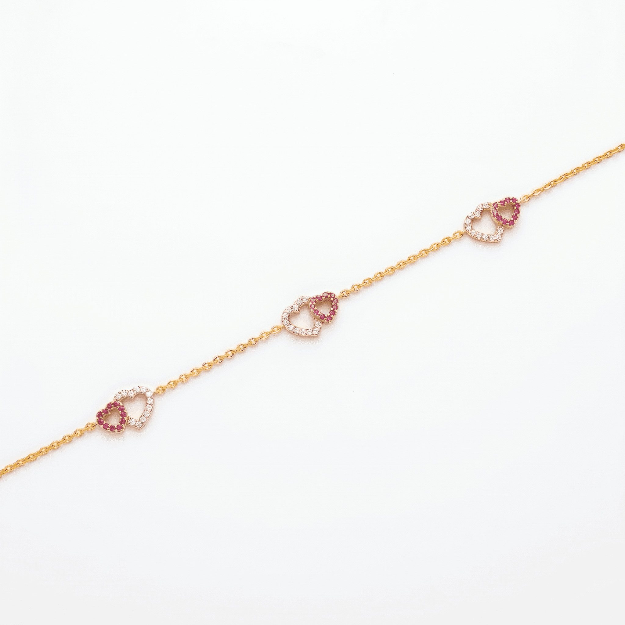 Gold Vermeil Double Heart Anklet. , 