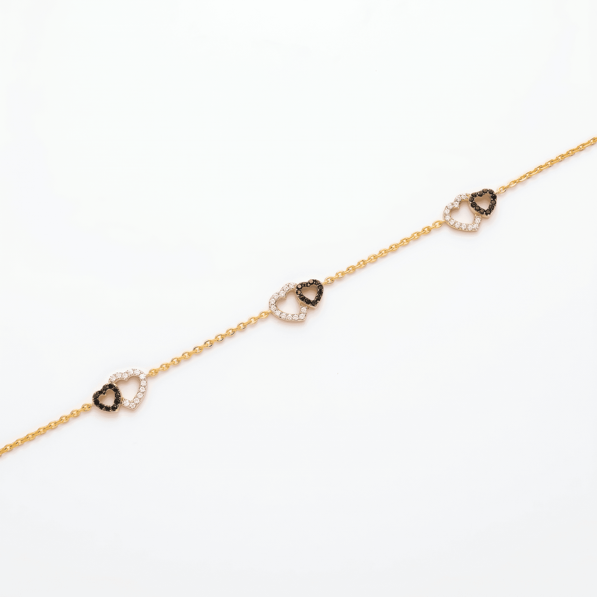 Vermeil Gold Twin Heart Charm Anklet. , 