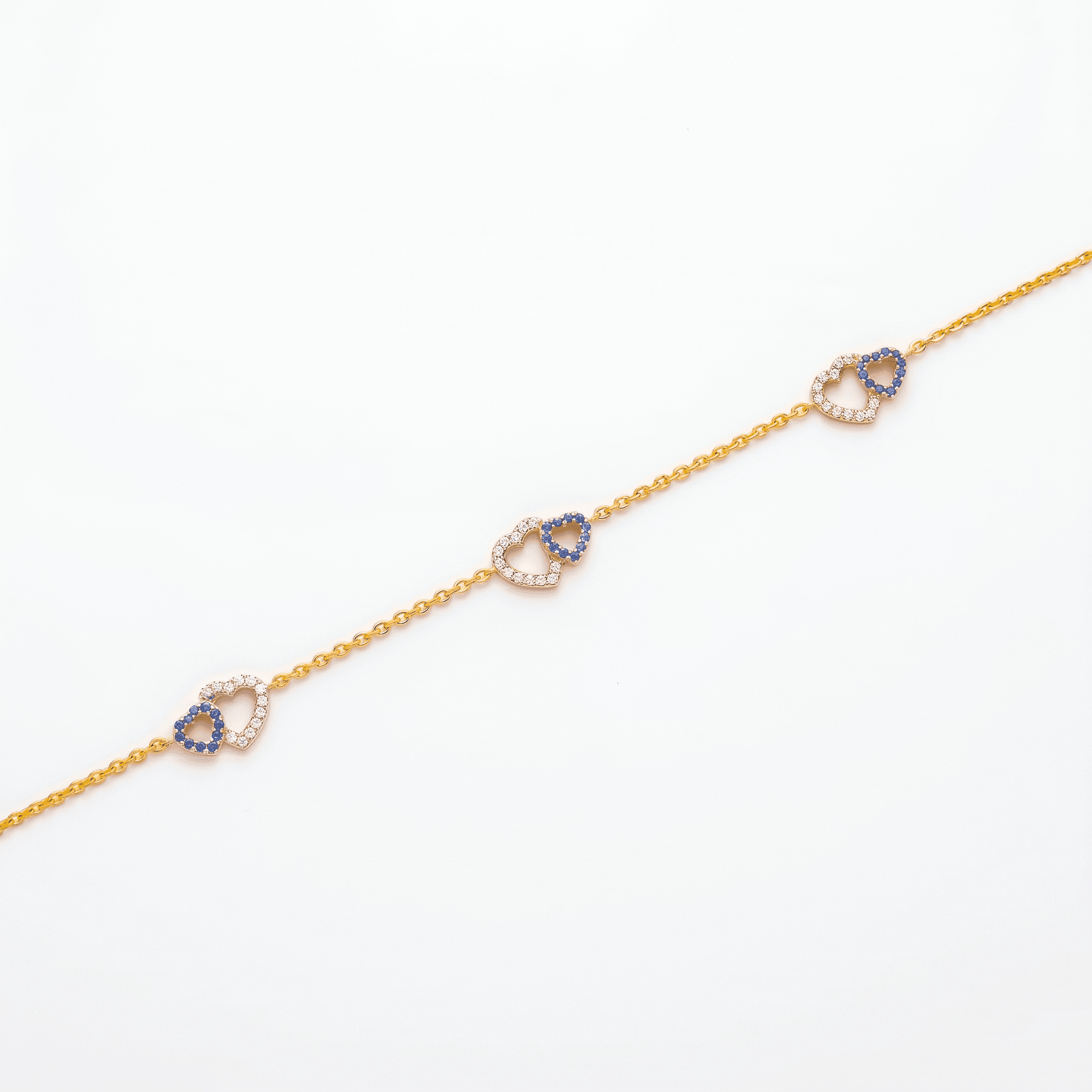 Twin Heart Gold Vermeil Charm Anklet. , 