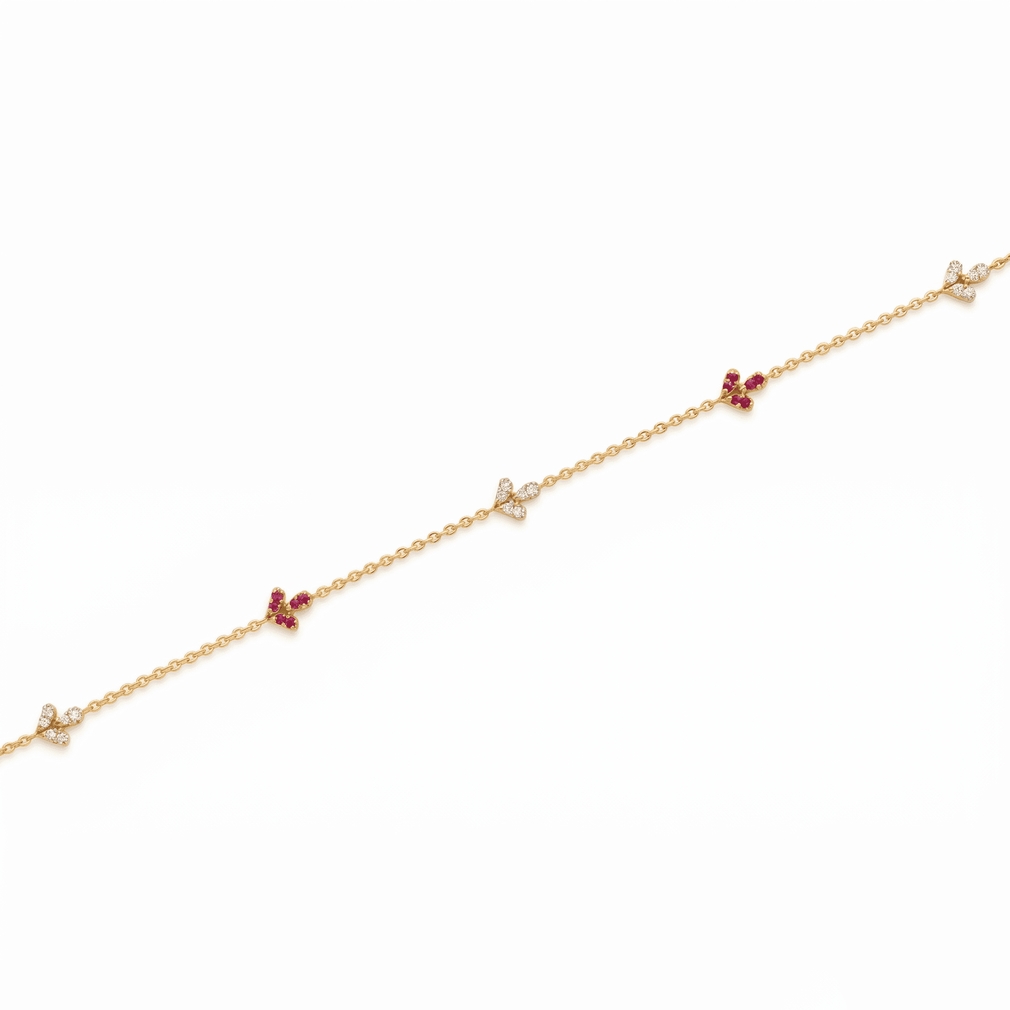Gold Vermeil Ruby and White Stone Anklet. , 