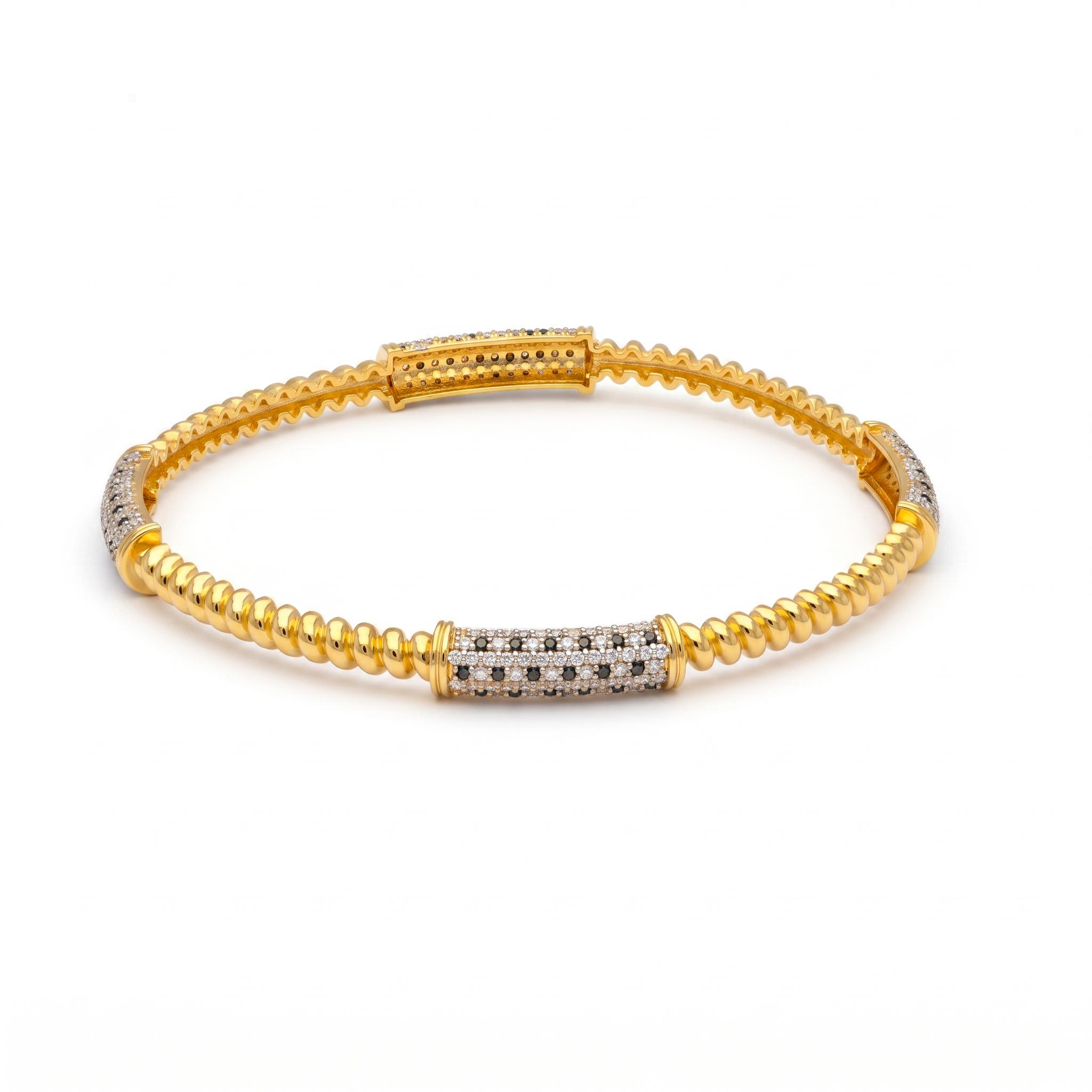 Beaded Pave Station Bangle , 2.3