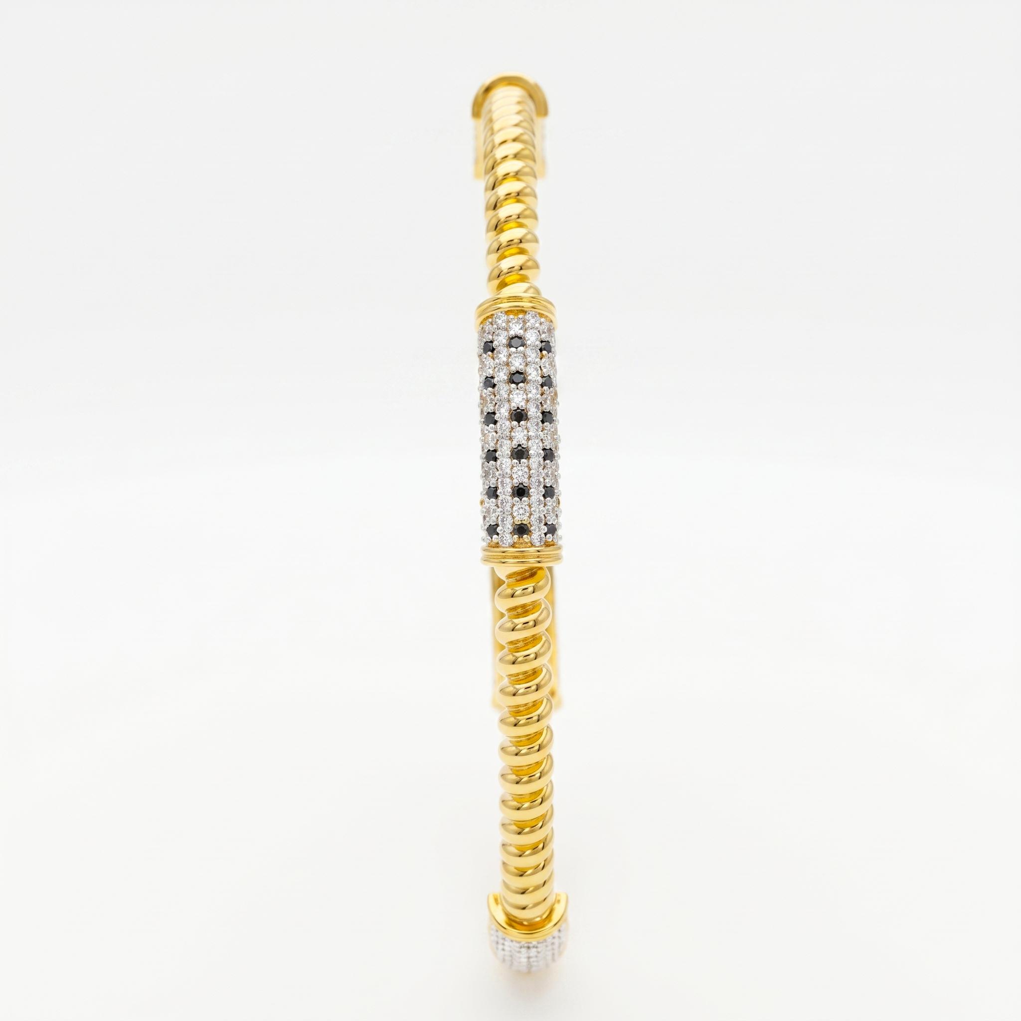 Beaded Pave Station Bangle , 2.3