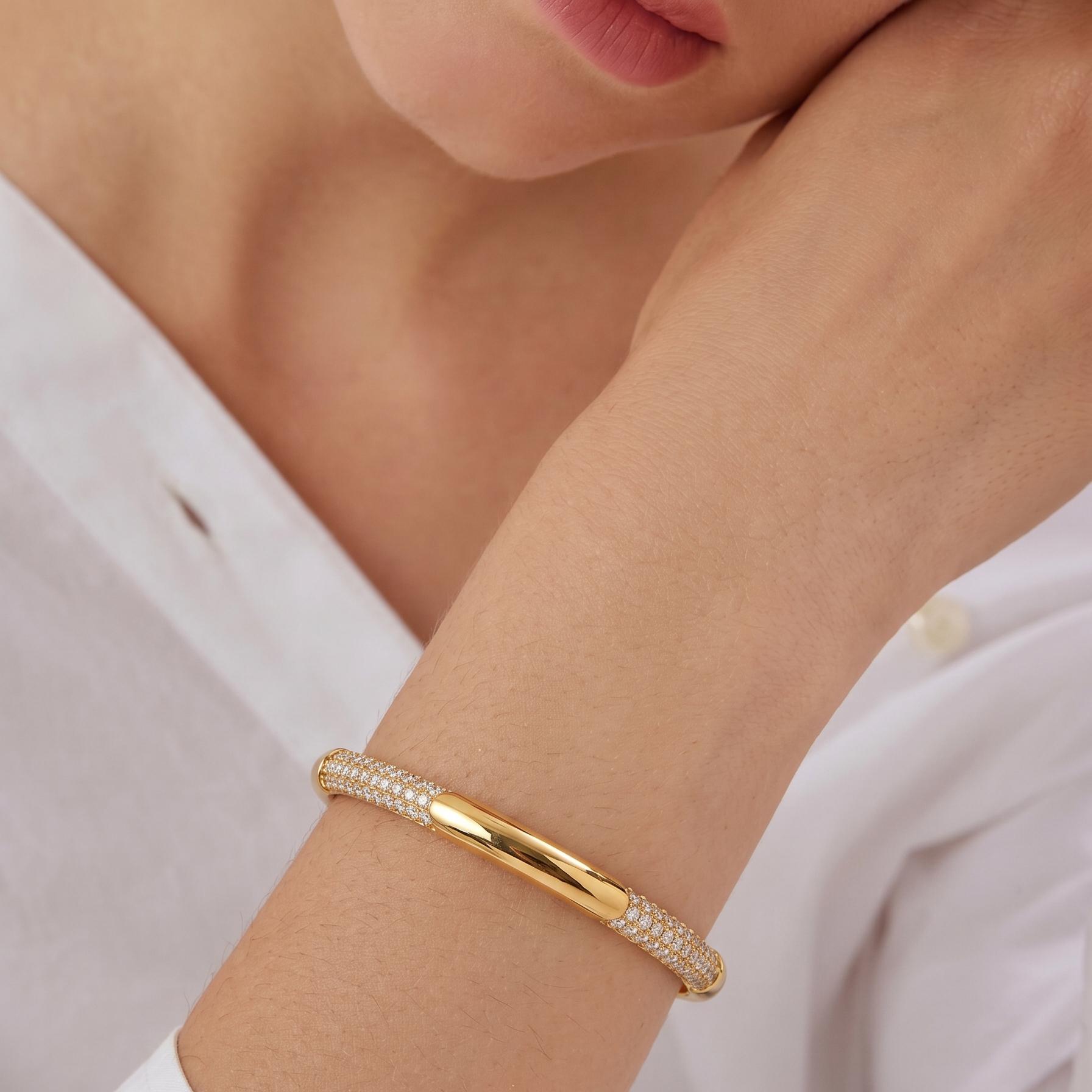 Triple-Row Pave Station Bangle , 2.3