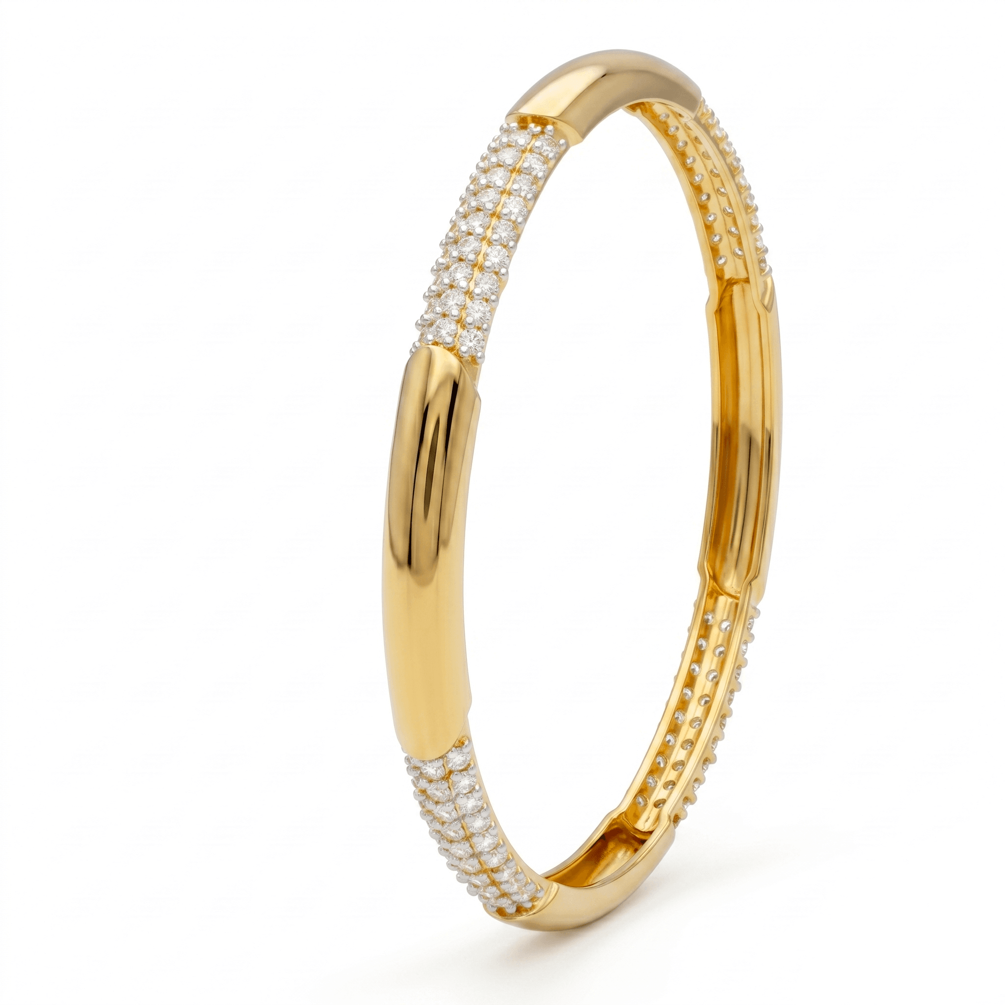 Triple-Row Pave Station Bangle , 2.3