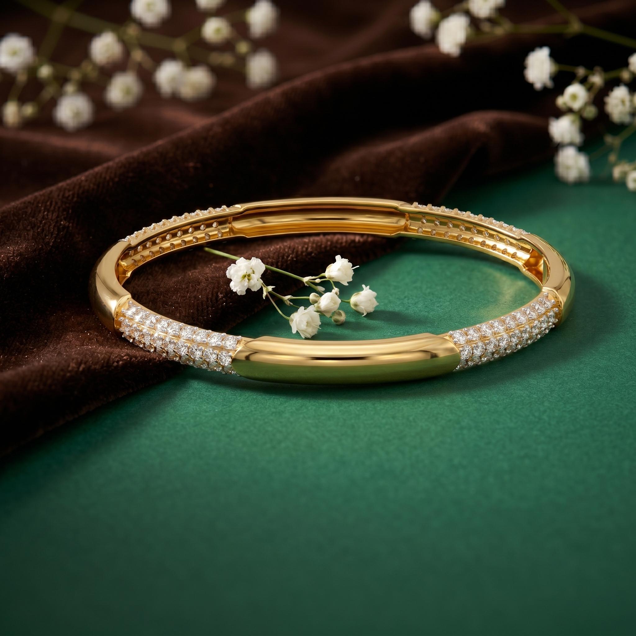Triple-Row Pave Station Bangle , 2.3