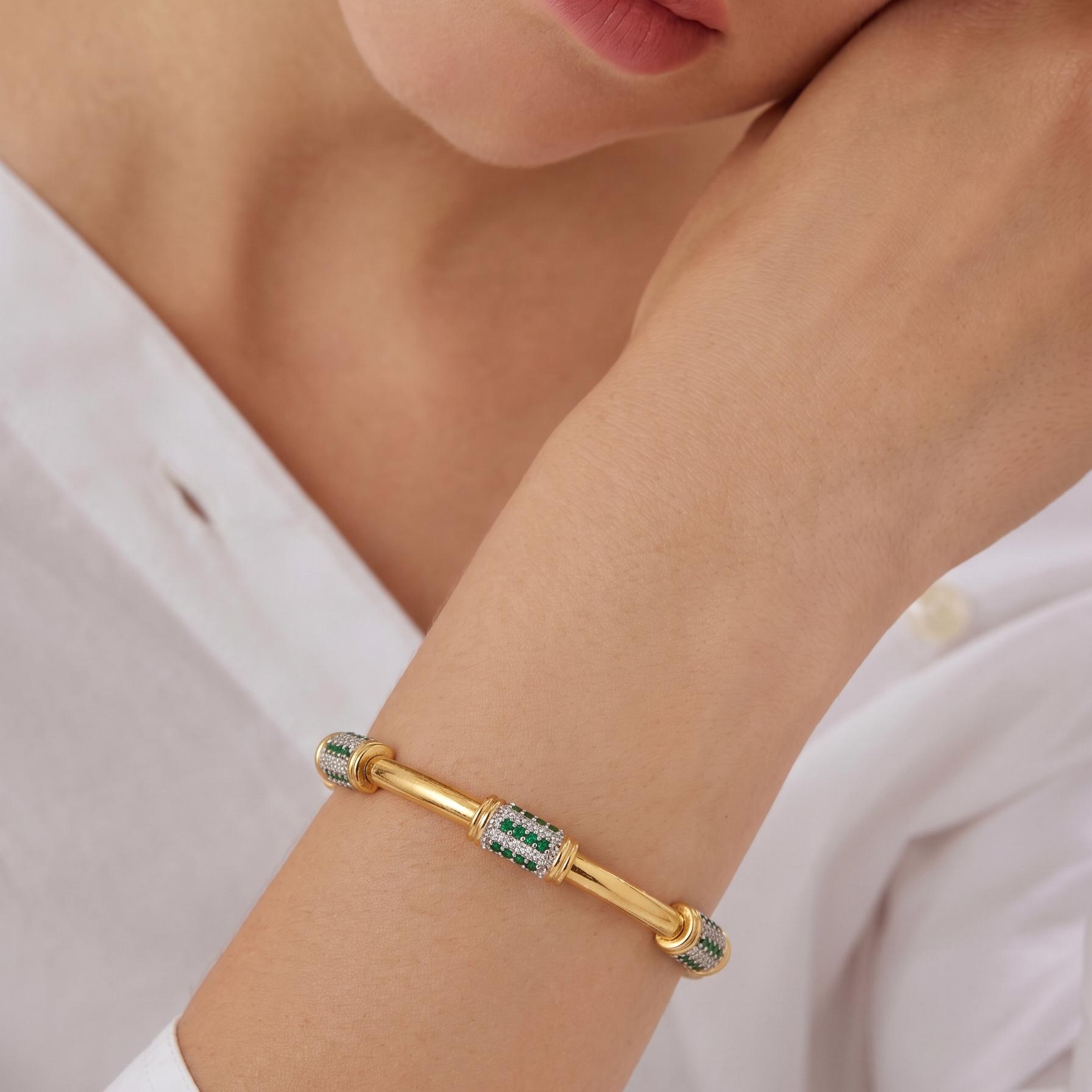 Emerald Pave Station Bangle , 2.3