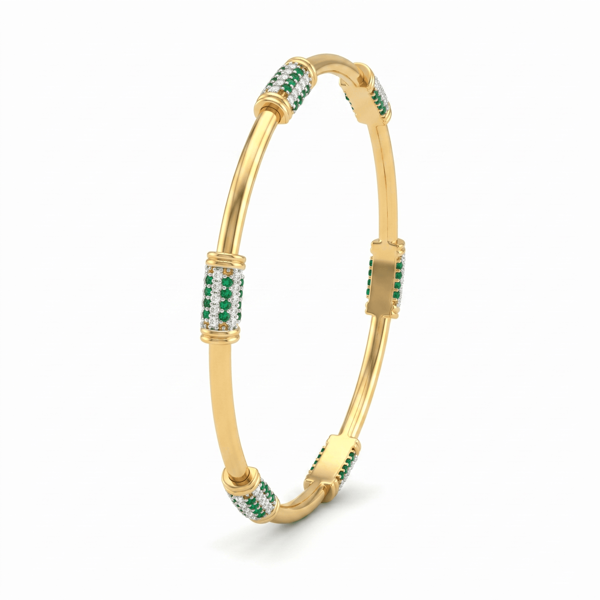 Emerald Pave Station Bangle , 2.3