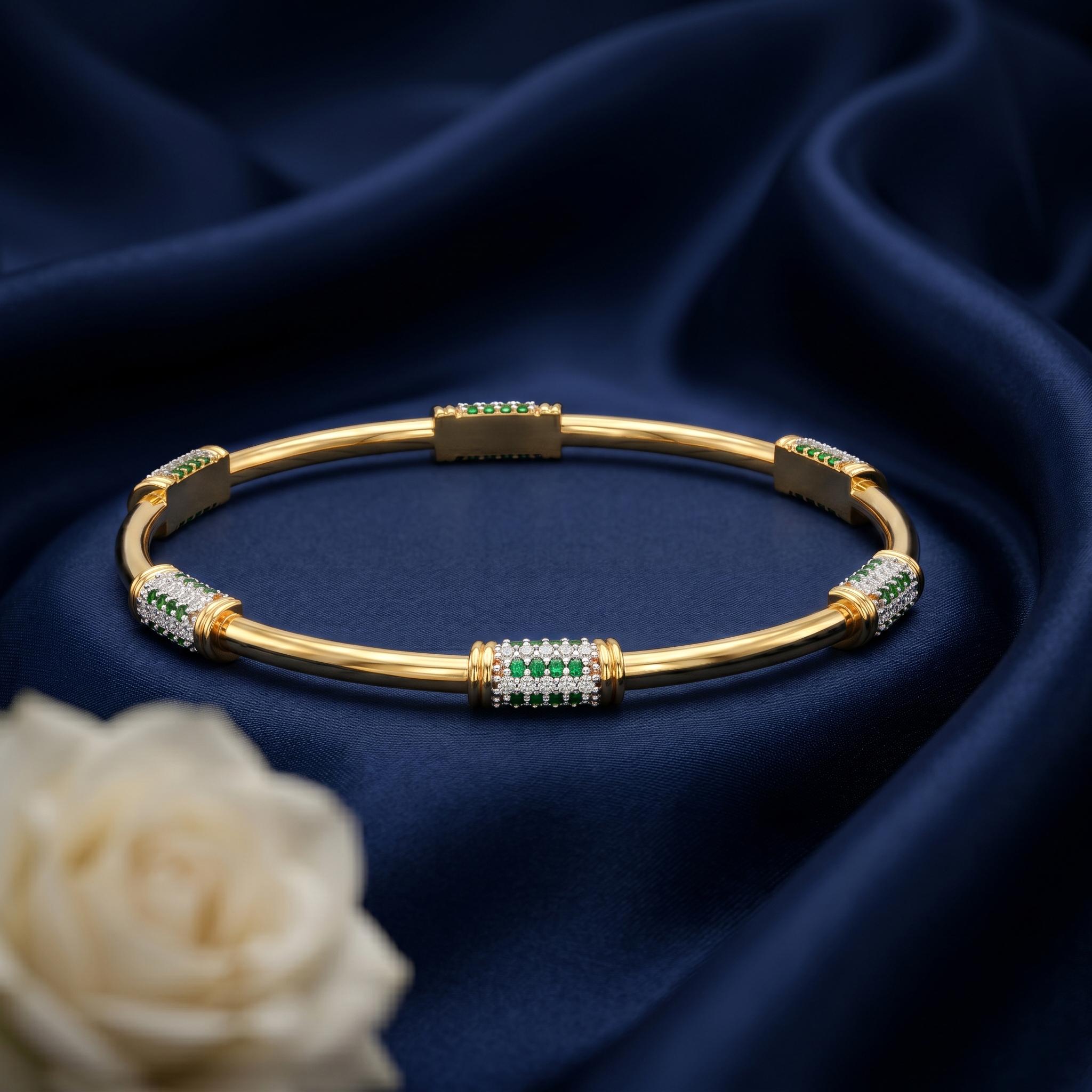 Emerald Pave Station Bangle , 2.3