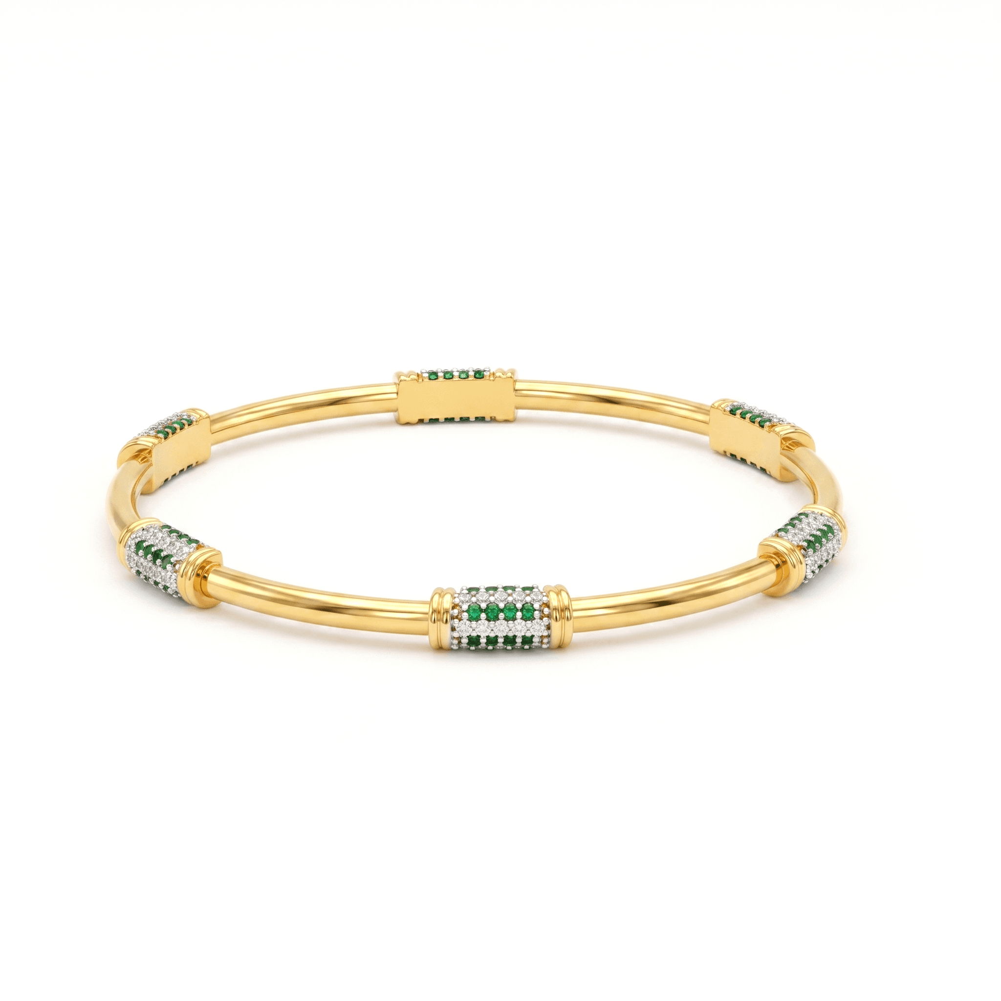 Emerald Pave Station Bangle , 2.3