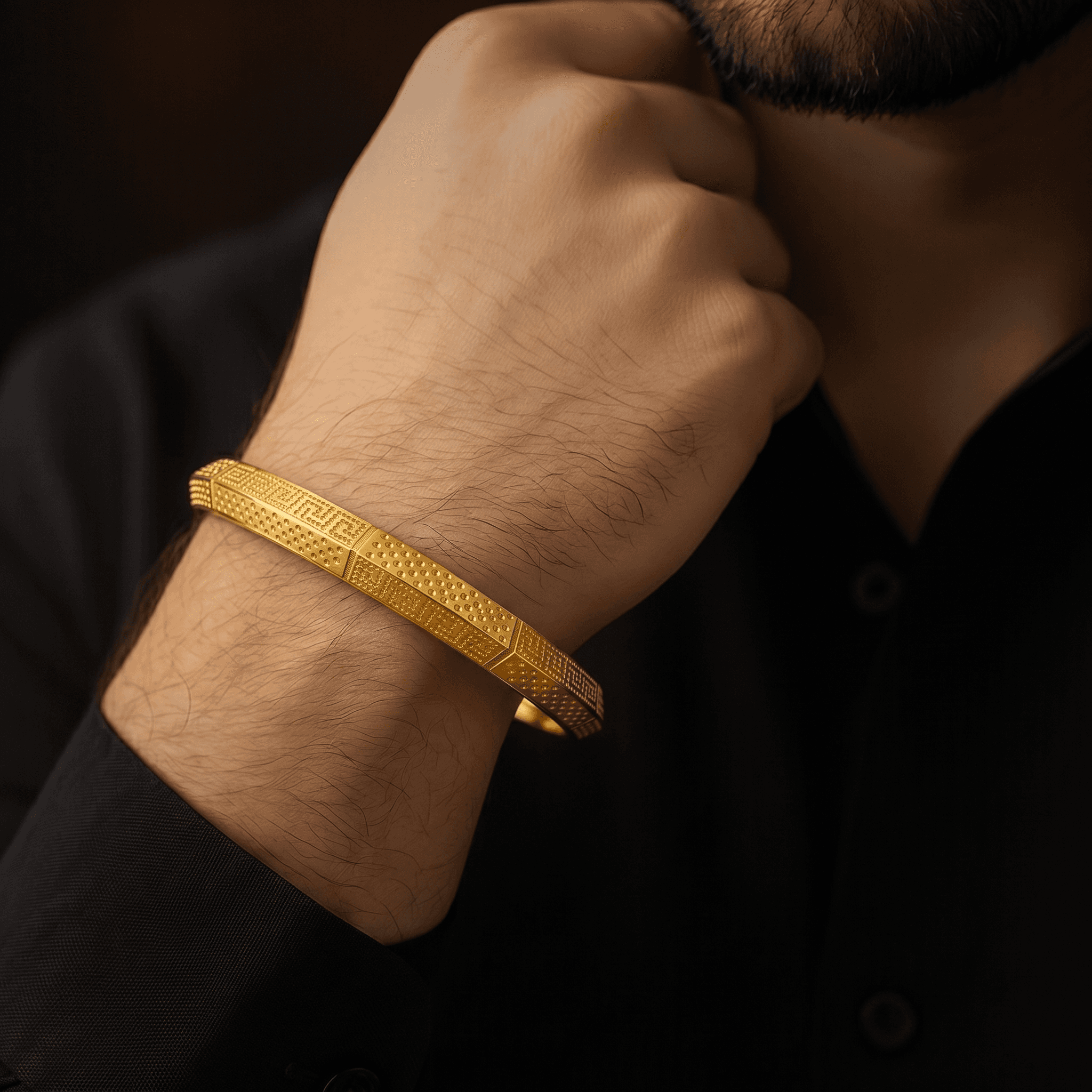 Geometric Dotted Men's Bangle , 2.7