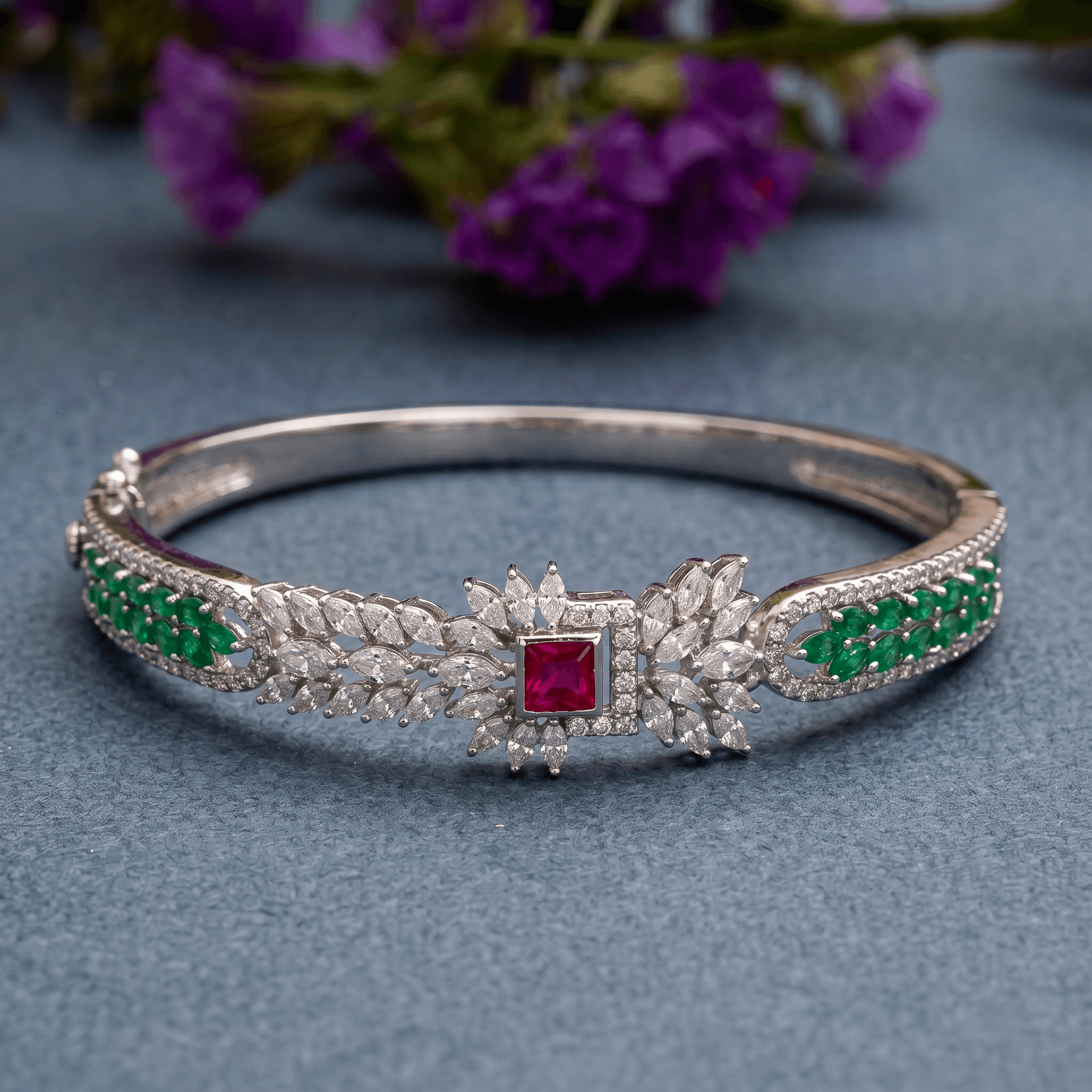 Royal Ruby Floral Bangle , 2.3