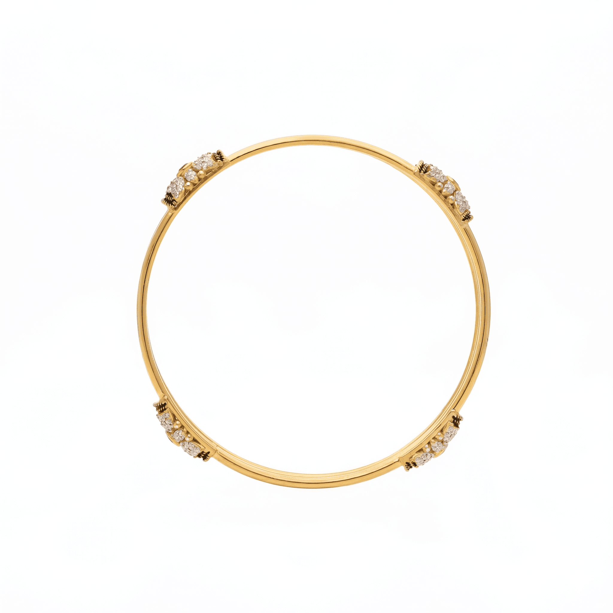 Triple-Band Ruby Floral Station Bangle , 2.3