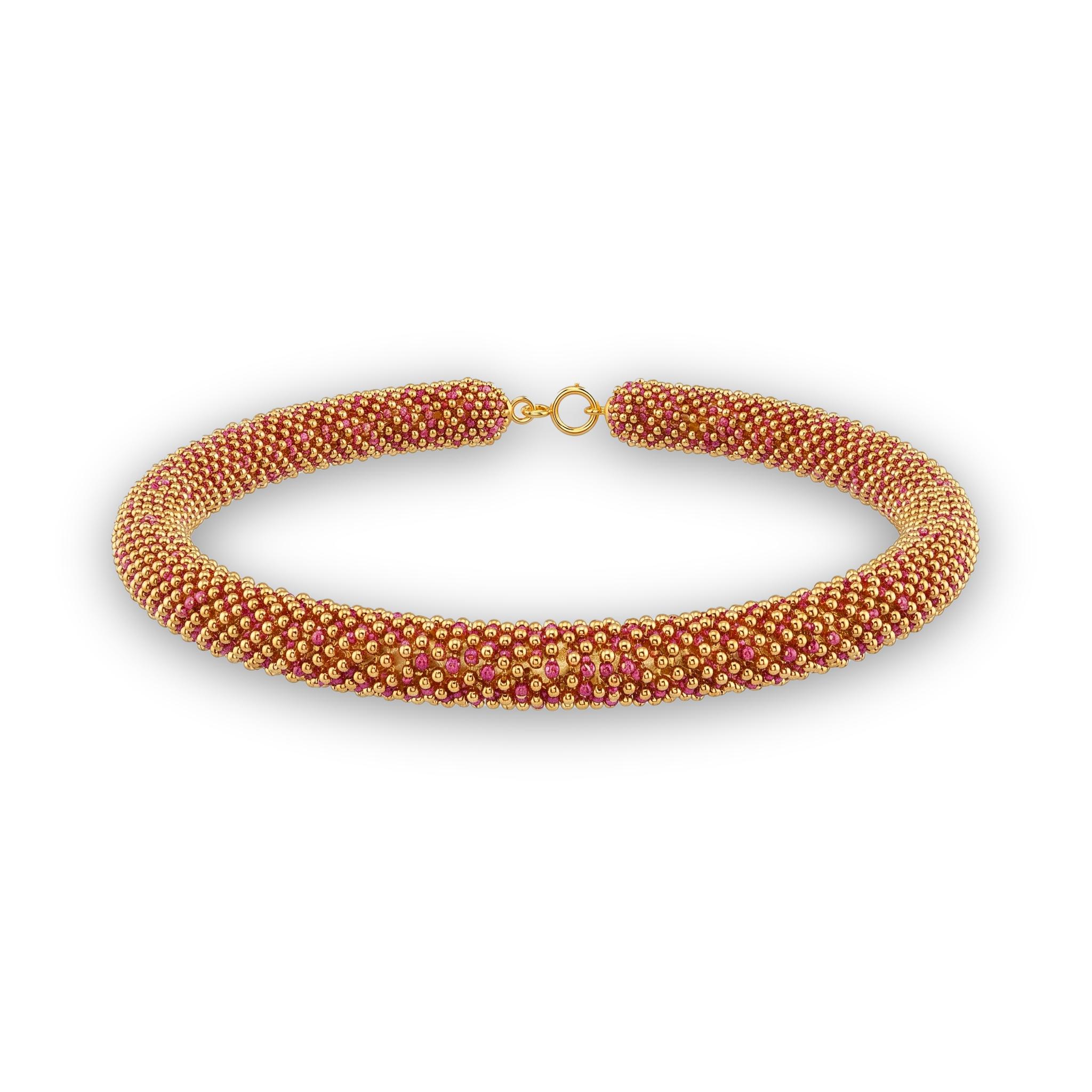 Golden Bead & Ruby Stone Bracelet , 