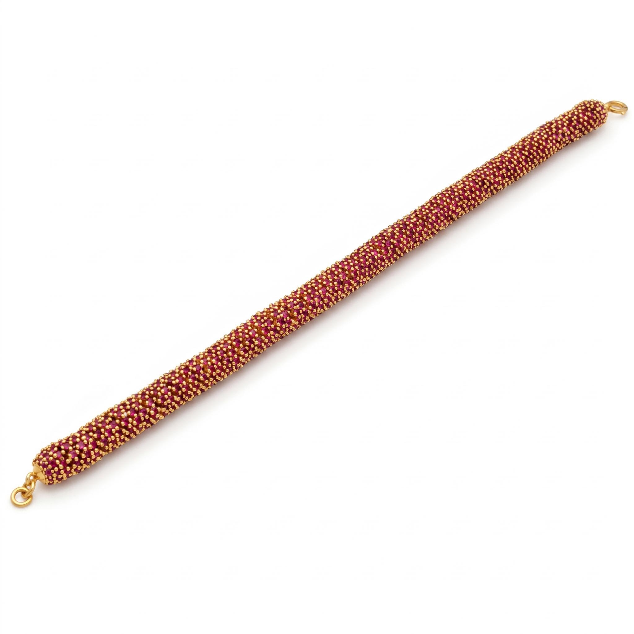 Golden Bead & Ruby Stone Bracelet , 