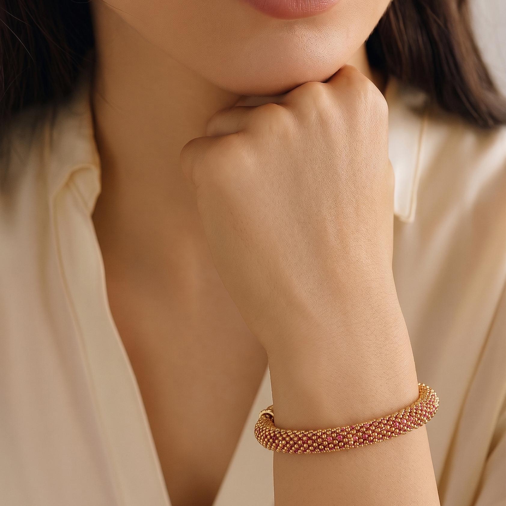 Golden Bead & Ruby Stone Bracelet , 