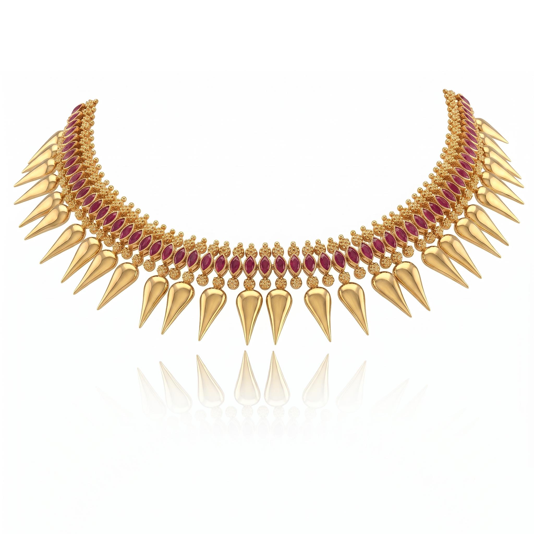 Ruby Spike Jasmine Bud Choker Necklace , 