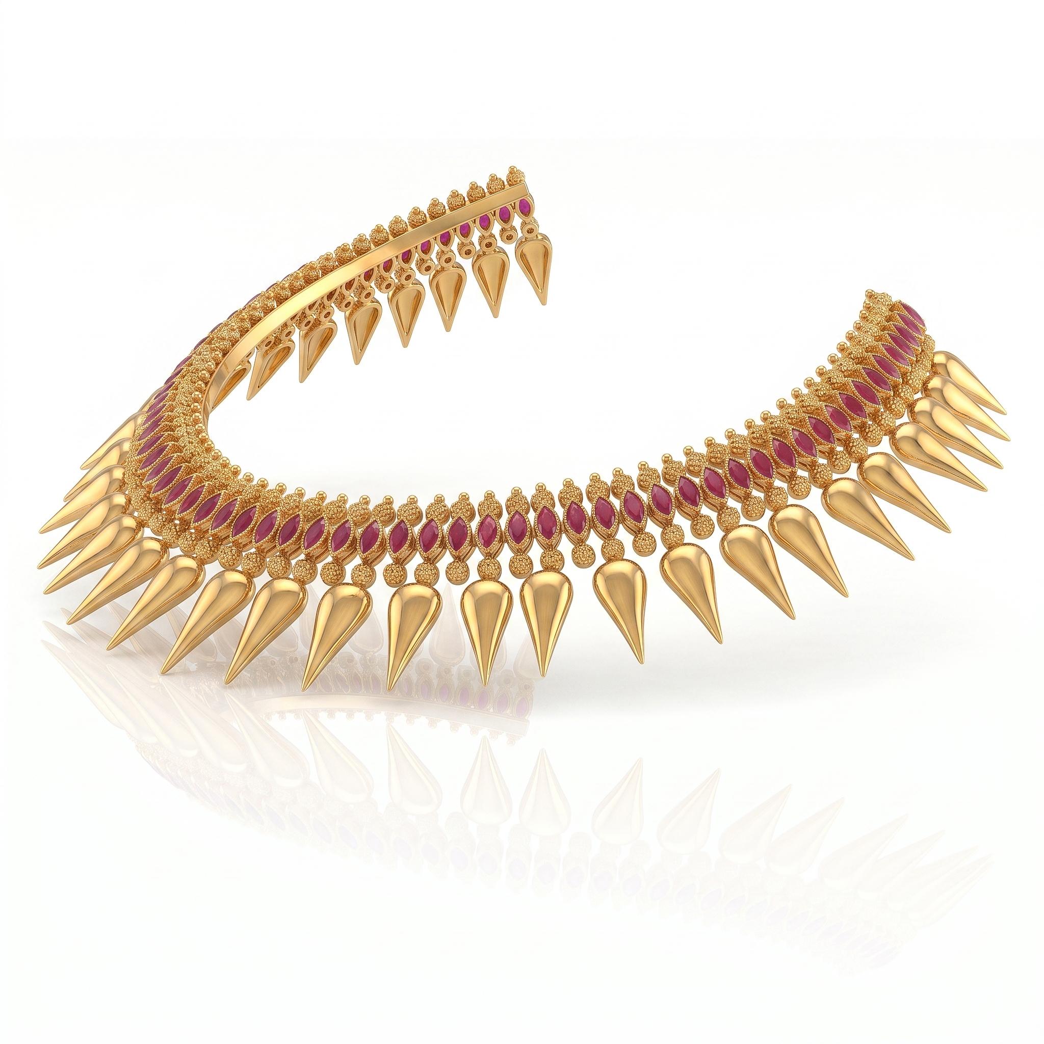 Ruby Spike Jasmine Bud Choker Necklace , 