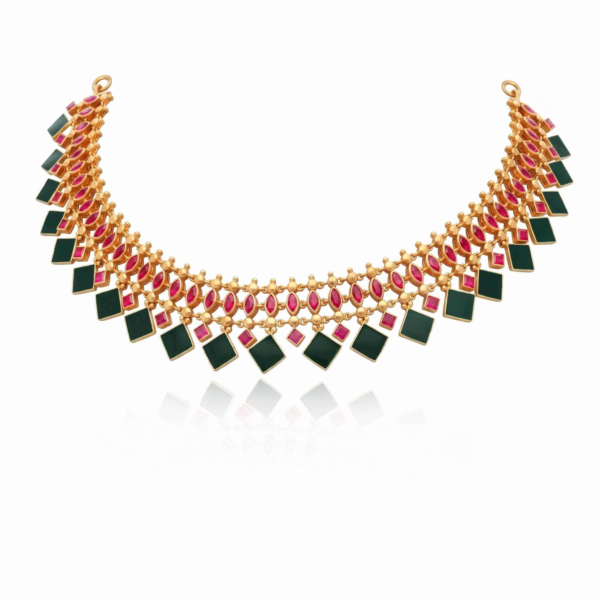 Dual-Style Reversible Geometric Choker Necklace , 